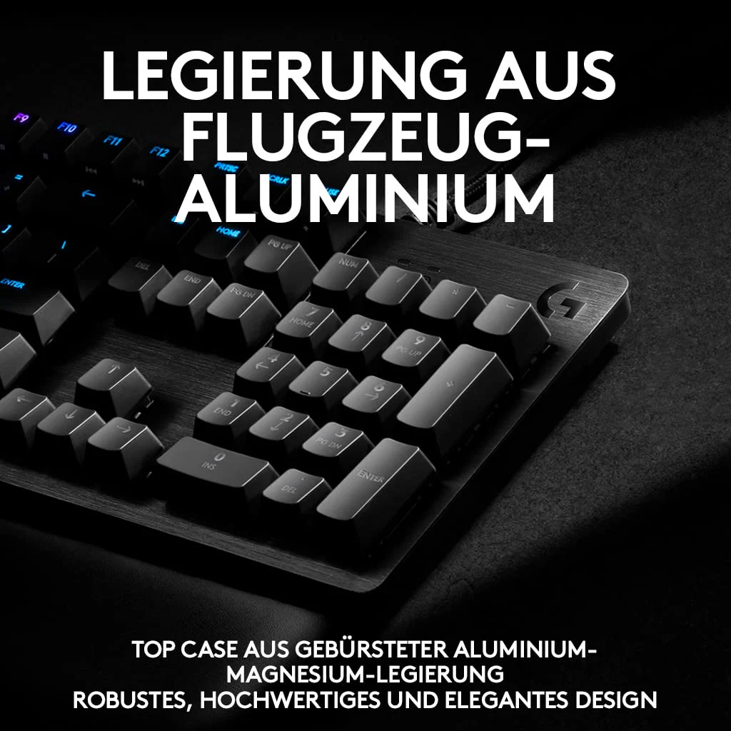Logitech G513 mechanische Gaming-Tastatur, GX Brown Taktile Switches, RGB-Beleuchtung, USB-Durchschleife, Handballenauflage mit Memory Foam, Aluminium-Gehäuse, Deutsches QWERTZ-Layout - Carbon/Schwarz - Image 9