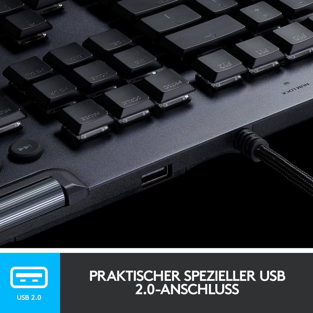 Logitech G815 mechanische Gaming-Tastatur, Taktiler GL-Tasten-Switch mit flachem Profil, LIGHTSYNC RGB, 5 Programmierbare G-Tasten, Multimedia-Bedienelemente, Deutsches QWERTZ-Layout - Carbon - Image 8