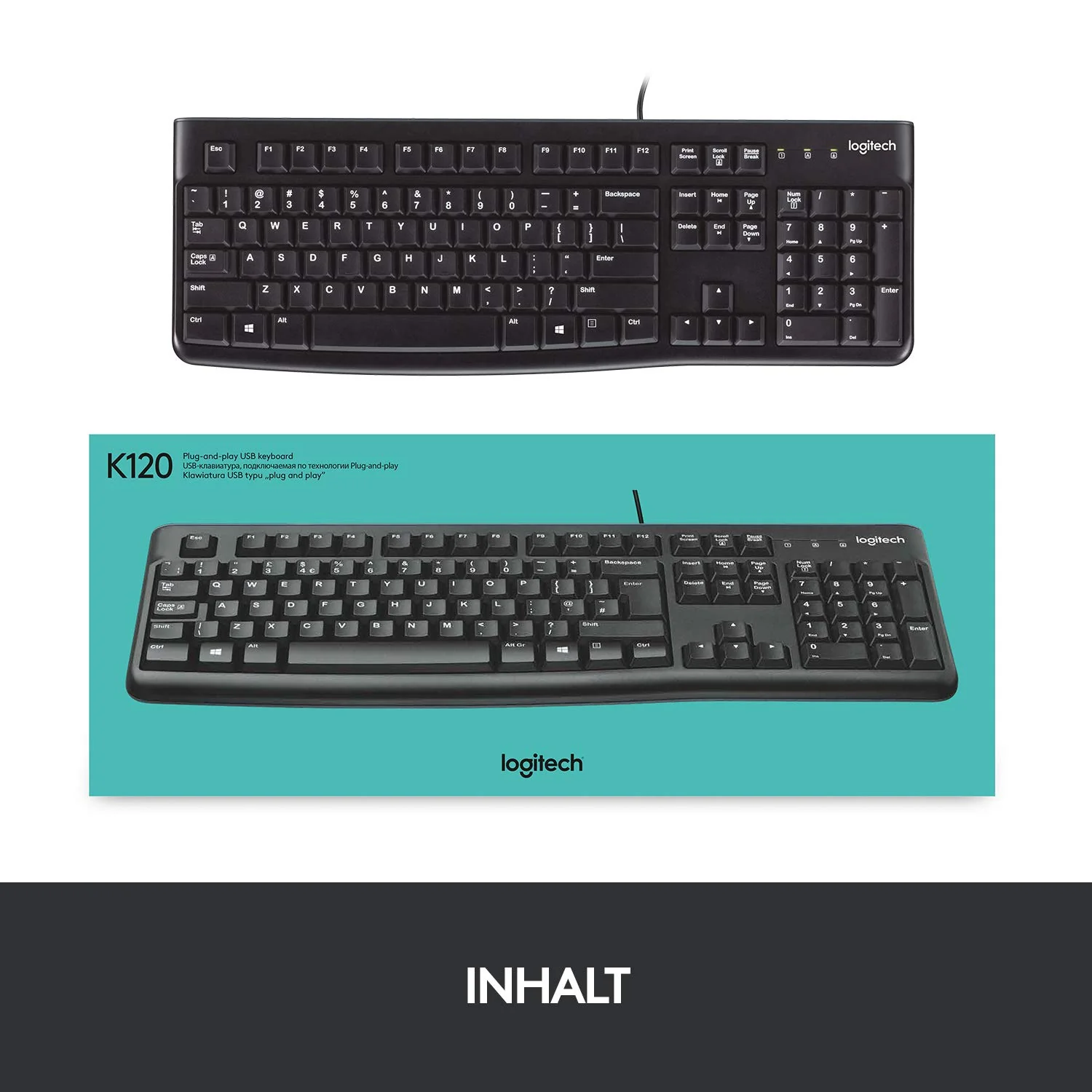 Logitech K120 Kabelgebundene Business Tastatur für Windows und Linux, USB-Anschluss, Leises Tippen, Robust, Spritzwassergeschützt, Tastaturaufsteller, Deutsches QWERTZ-Layout - Schwarz - Image 8