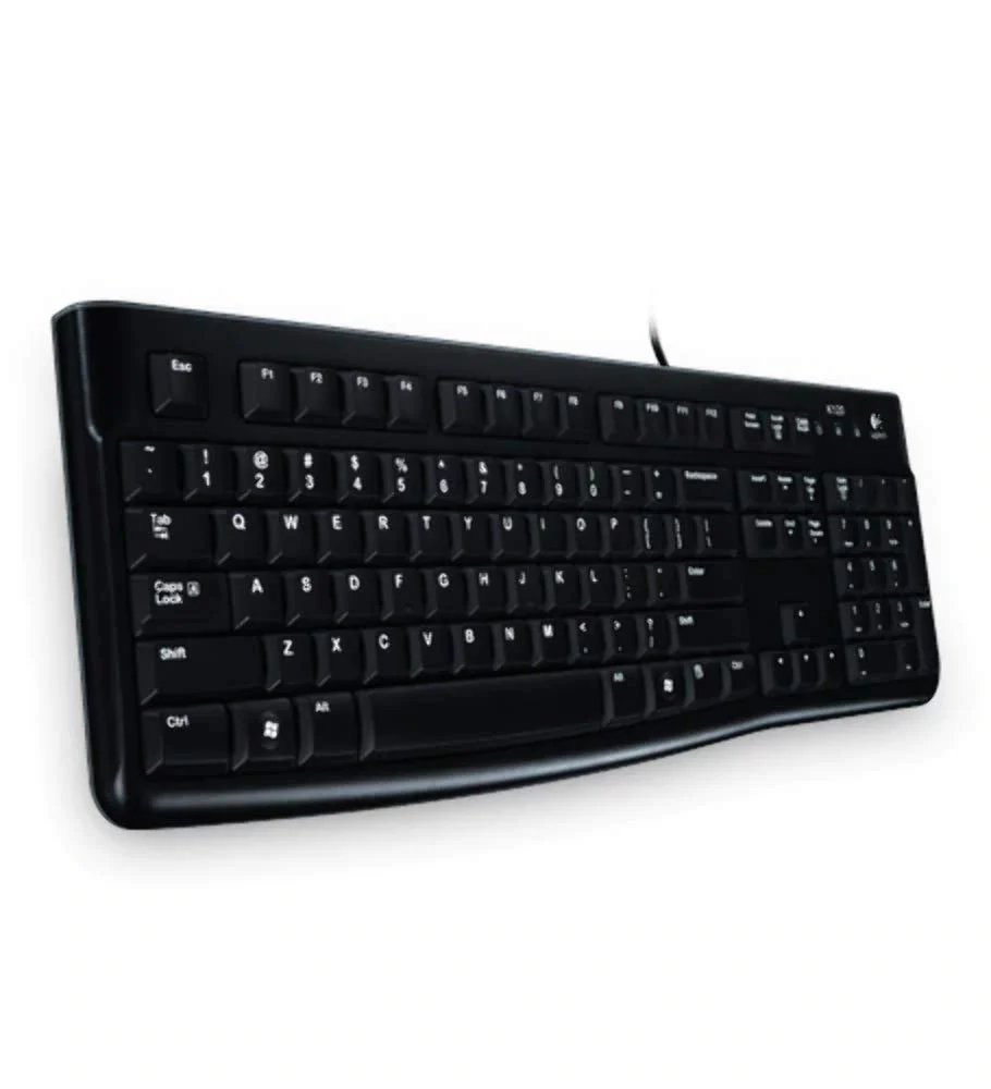 Logitech K120 Kabelgebundene Business Tastatur für Windows und Linux, USB-Anschluss, Leises Tippen, Robust, Spritzwassergeschützt, Tastaturaufsteller, Ukrainisches Layout - Schwarz