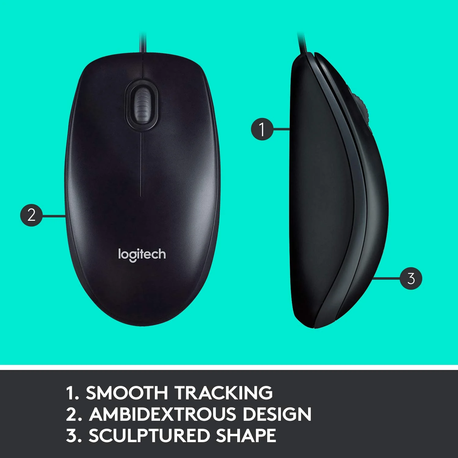 Logitech MK120 Kabelgebundenes Set mit Tastatur und Maus für Windows, Englishes QWERTY-Layout - Schwarz - Image 6