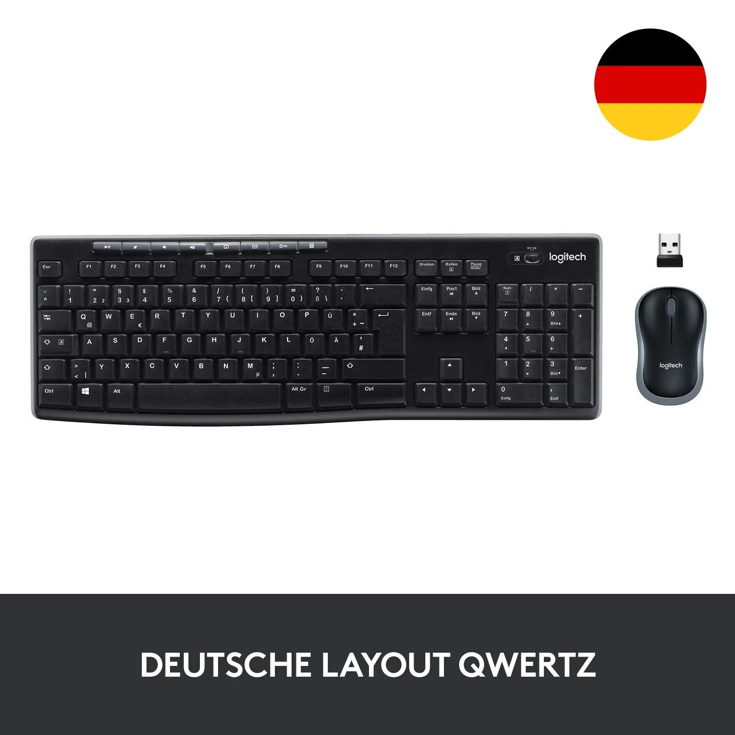 Logitech MK270 Kabelloses Tastatur-Maus-Set, 2.4 GHz Wireless Verbindung via Nano USB-Empfänger, Lange Akkulaufzeit, Für Windows und ChromeOS, Deutsches QWERTZ-Layout - schwarz (5-Pack) - Image 5