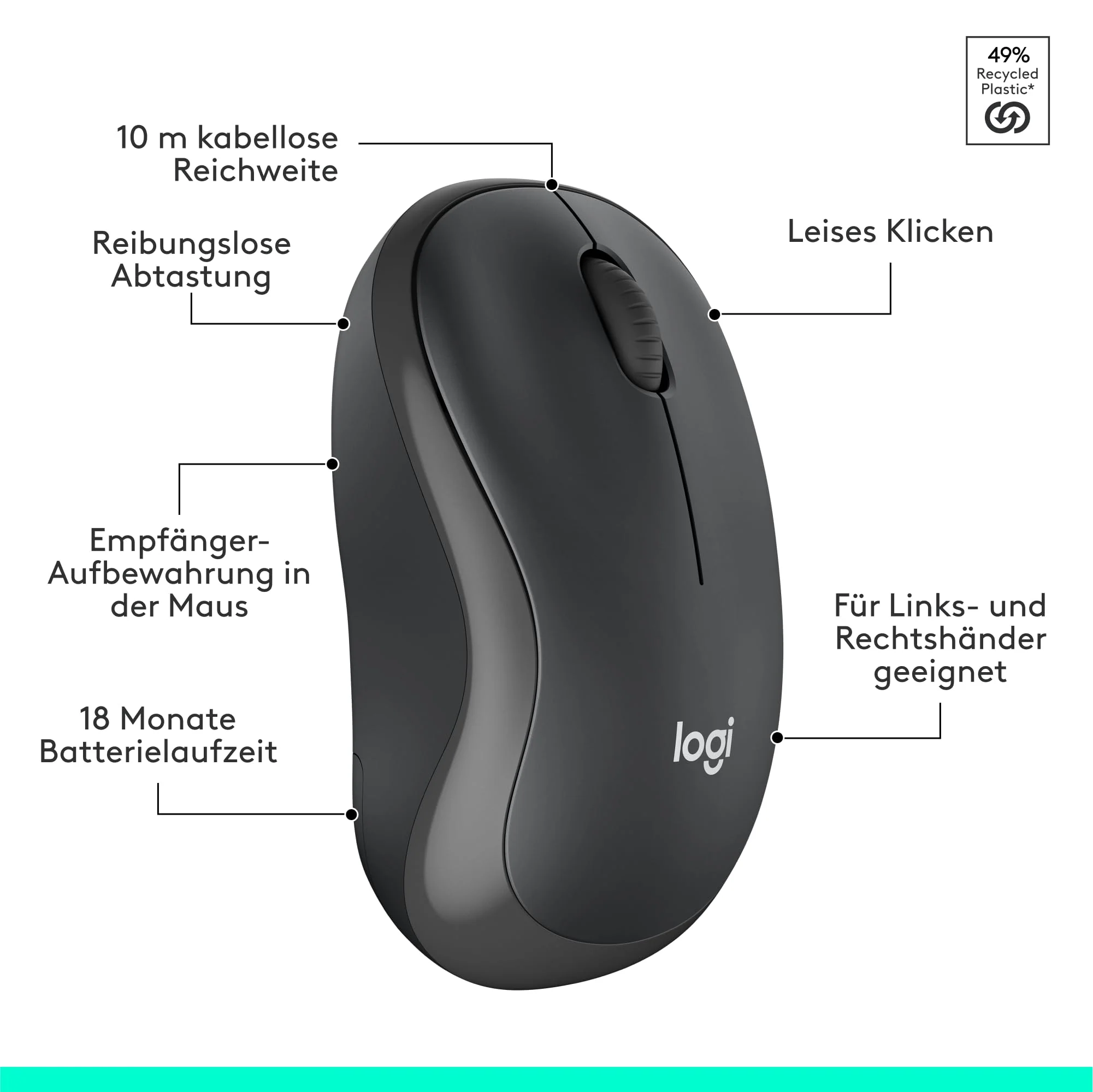 Logitech MK295 kabelloses Tastatur-Maus-Set mit SilentTouch-Technologie, Shortcut-Tasten, optischer Spurführung, Nano USB-Empfänger, verzögerungsfreier Drahtlosverbindung, QWERTZ layout - Graphit, PC - Image 10