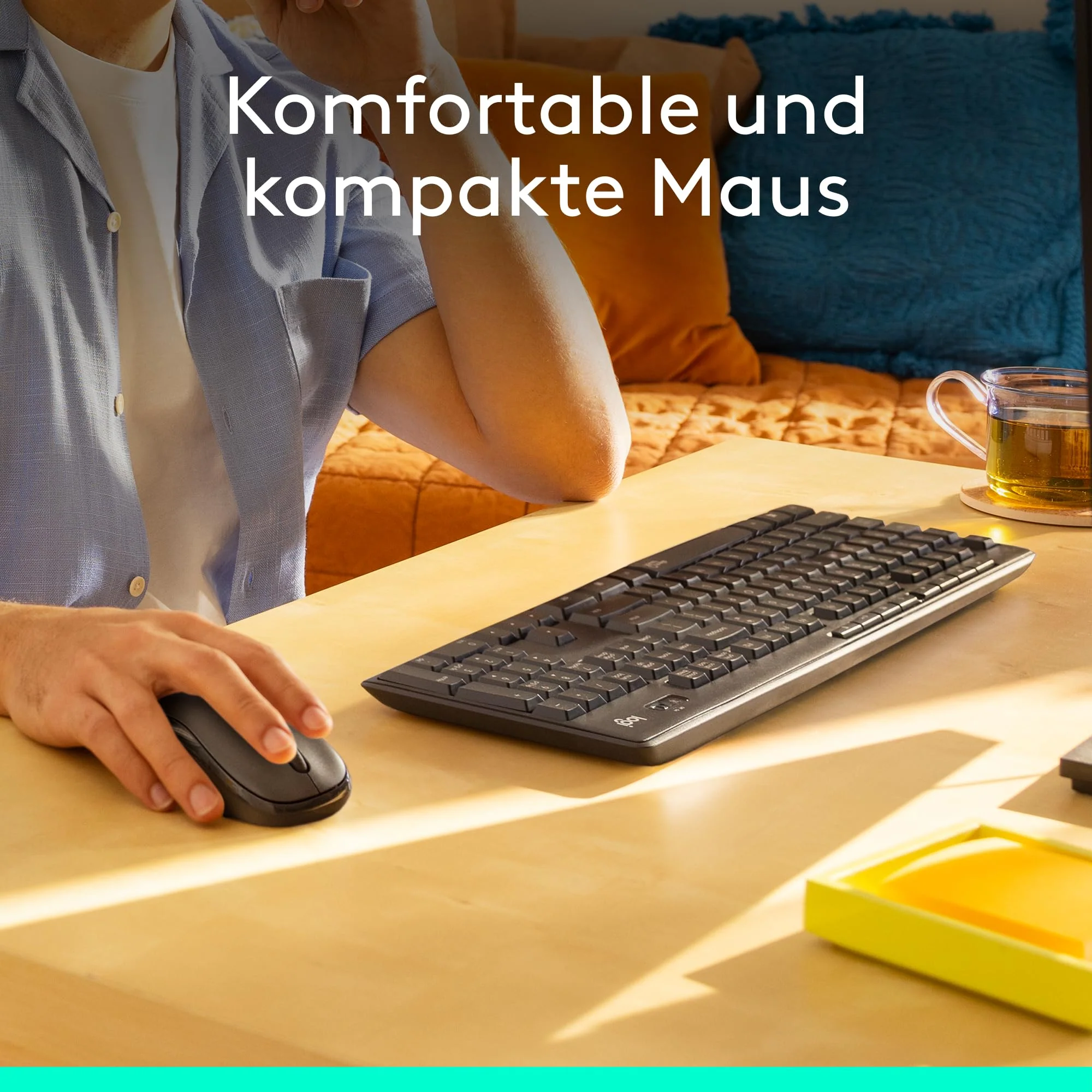 Logitech MK295 kabelloses Tastatur-Maus-Set mit SilentTouch-Technologie, Shortcut-Tasten, optischer Spurführung, Nano USB-Empfänger, verzögerungsfreier Drahtlosverbindung, QWERTZ layout - Graphit, PC - Image 5