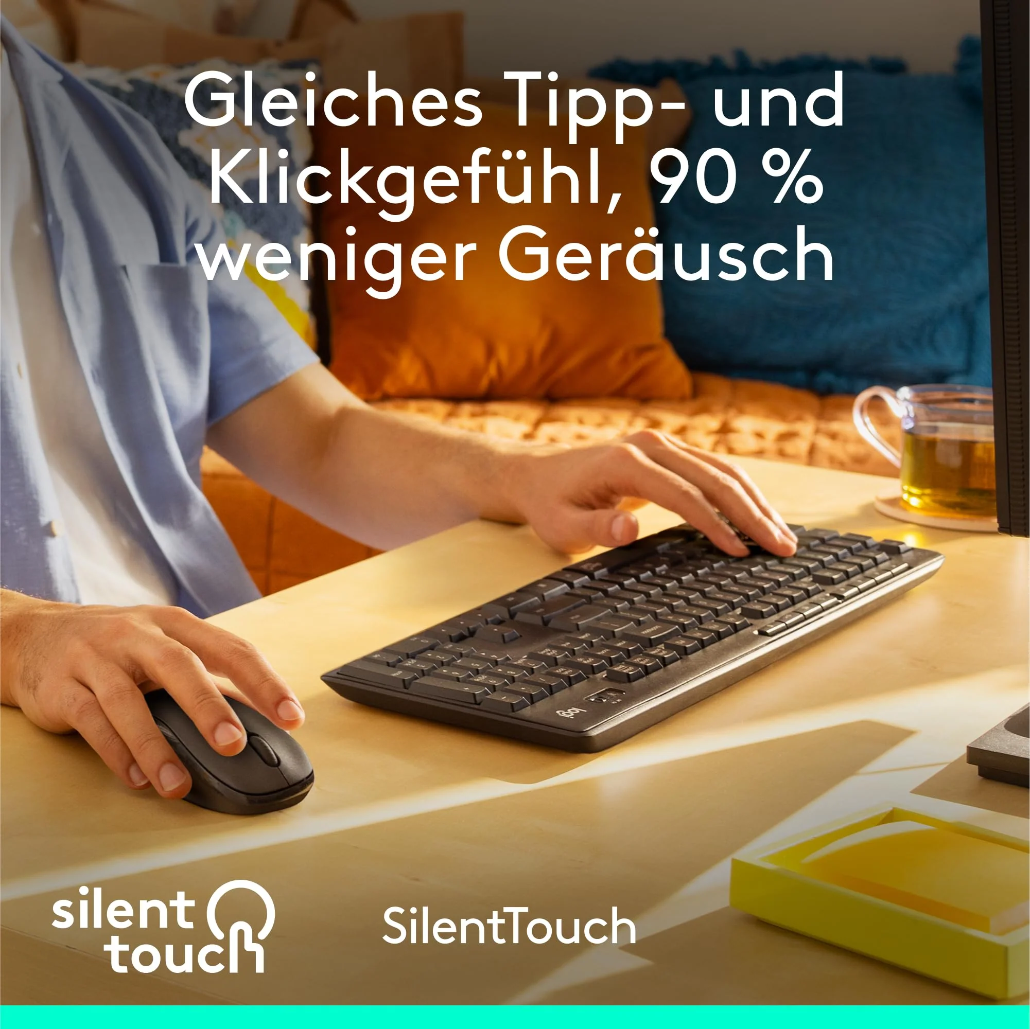 Logitech MK295 kabelloses Tastatur-Maus-Set mit SilentTouch-Technologie, Shortcut-Tasten, optischer Spurführung, Nano USB-Empfänger, verzögerungsfreier Drahtlosverbindung, QWERTZ layout - Graphit, PC - Image 6