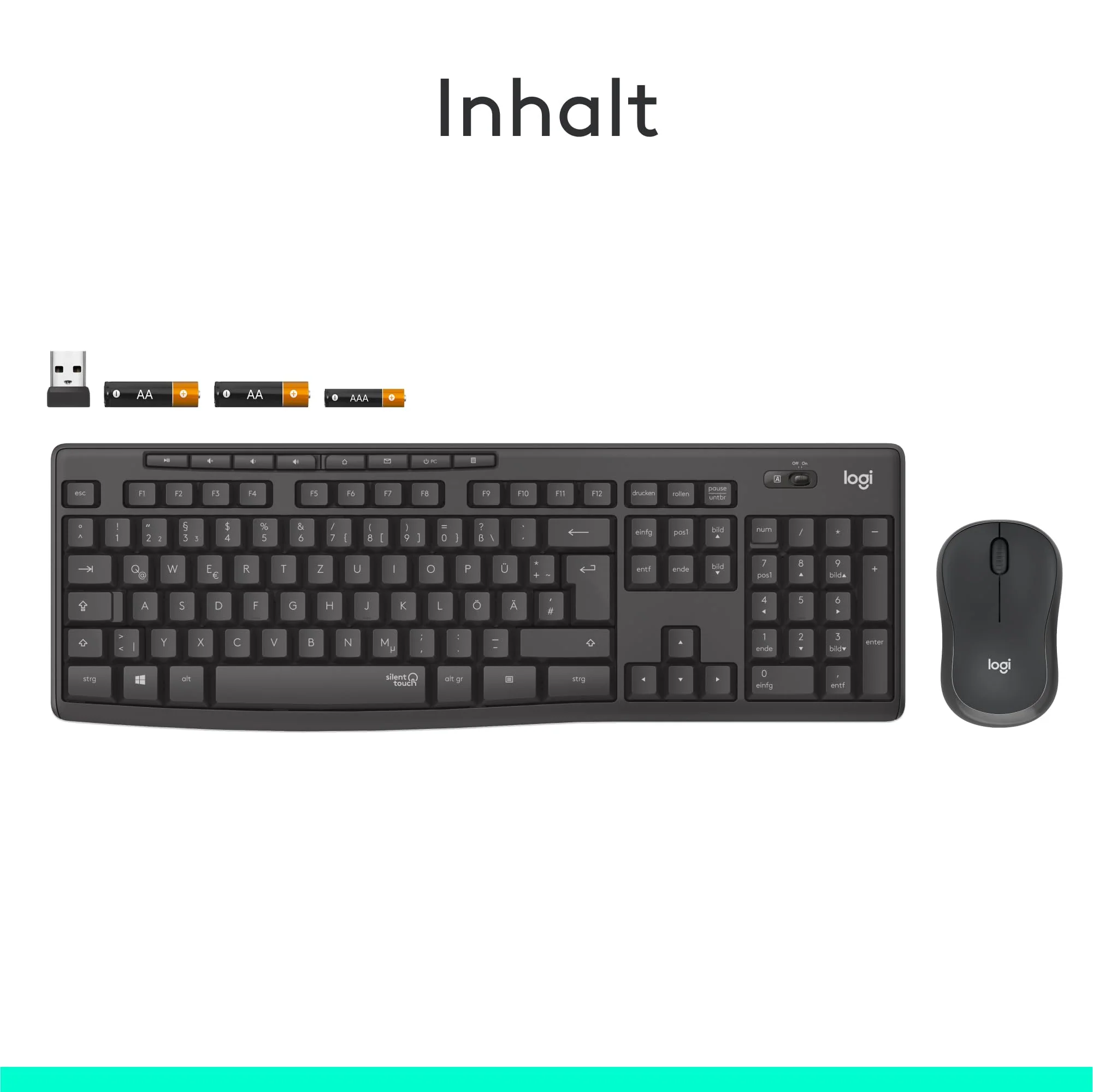 Logitech MK295 kabelloses Tastatur-Maus-Set mit SilentTouch-Technologie, Shortcut-Tasten, optischer Spurführung, Nano USB-Empfänger, verzögerungsfreier Drahtlosverbindung, QWERTZ layout - Graphit, PC - Image 8