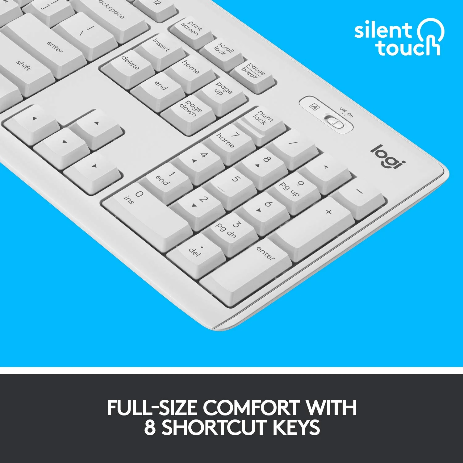 Logitech MK295 kabelloses Tastatur-Maus-Set mit SilentTouch-Technologie, Shortcut-Tasten, optischer Spurführung, Nano USB-Empfänger, verzögerungsfreier Drahtlosverbindung, Skand. QWERTY-Layout - Weiß - Image 2