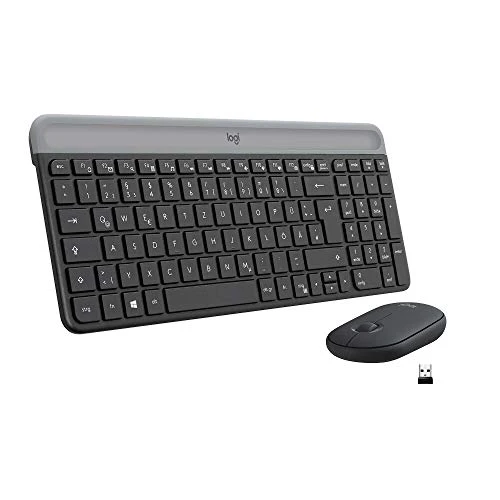 Logitech MK470 Slim Combo Kabelloses Tastatur-Maus-Set, 2.4 GHz Verbindung via Nano-USB-Empfänger, 10m Reichweite, 18-Monate Batterielaufzeit, PC/Laptop, Deutsches QWERTZ-Layout - Graphit - Image 2