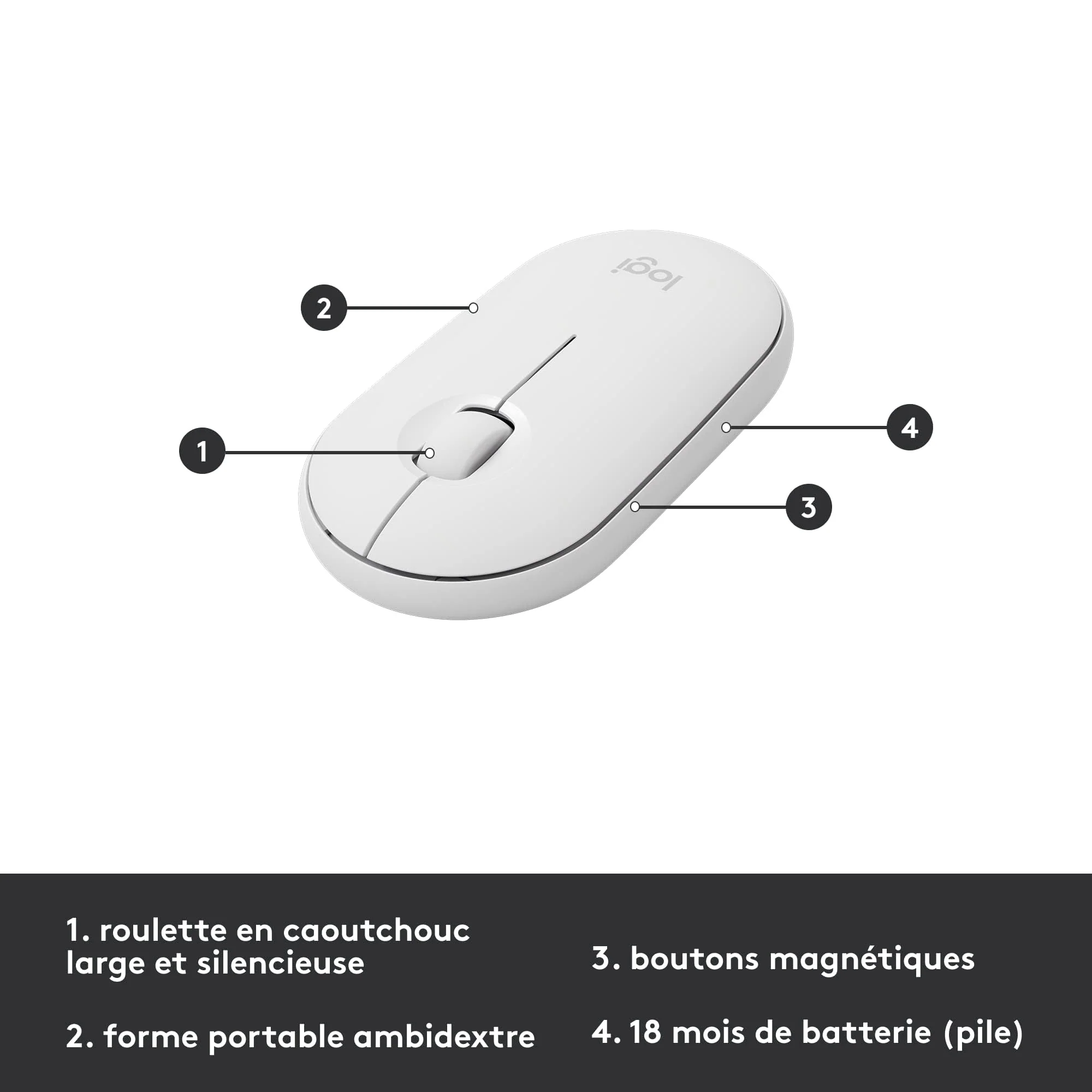 Logitech MK470 Slim Combo Kabelloses Tastatur-Maus-Set, 2.4 GHz Verbindung via Nano-USB-Empfänger, 10m Reichweite, 18-Monate Batterielaufzeit, PC/Laptop, Französisches AZERTY-Layout - Weiß - Image 4