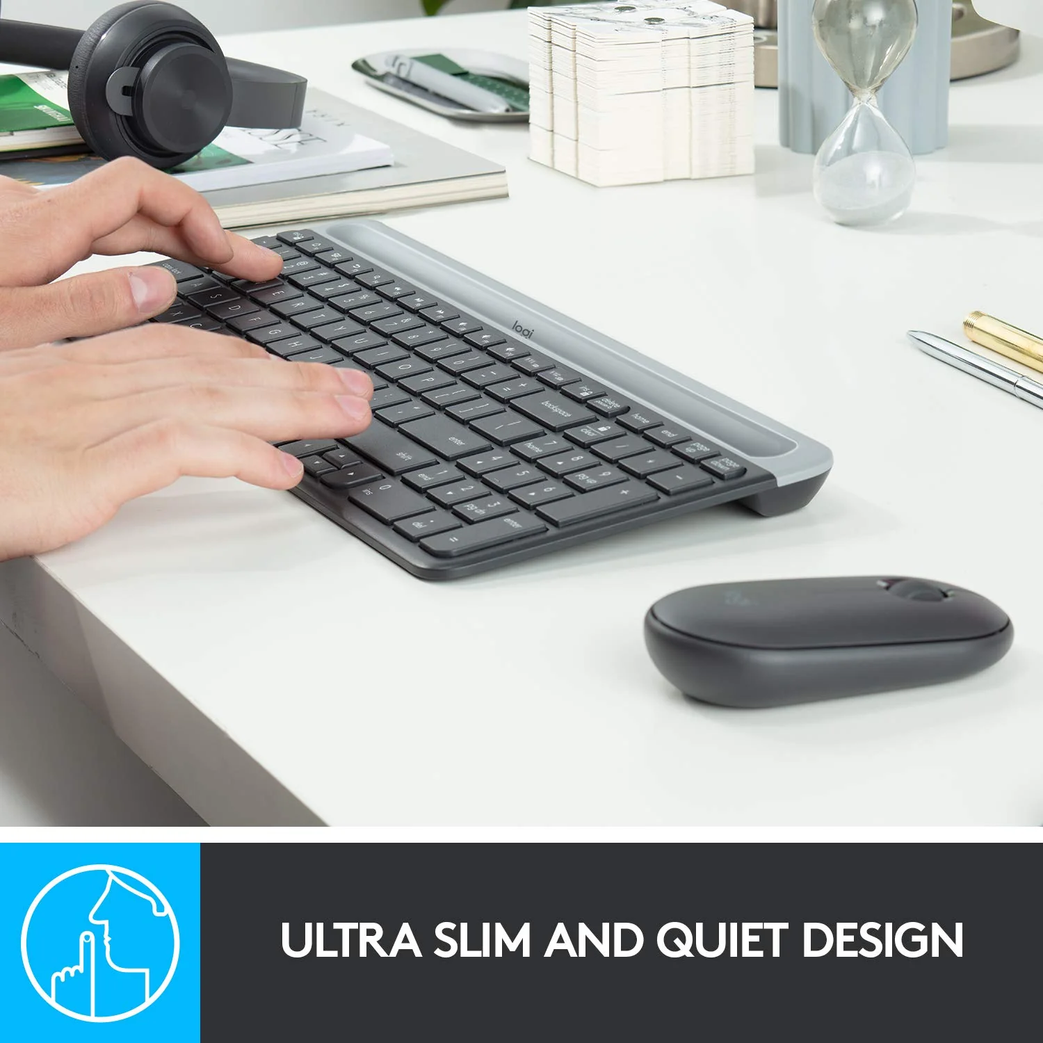 Logitech MK470 Slim Combo Kabelloses Tastatur-Maus-Set, 2.4 GHz Verbindung via Nano-USB-Empfänger, 10m Reichweite, 18-Monate Batterielaufzeit, PC/Laptop, Skand. QWERTY-Layout - Graphit - Image 10
