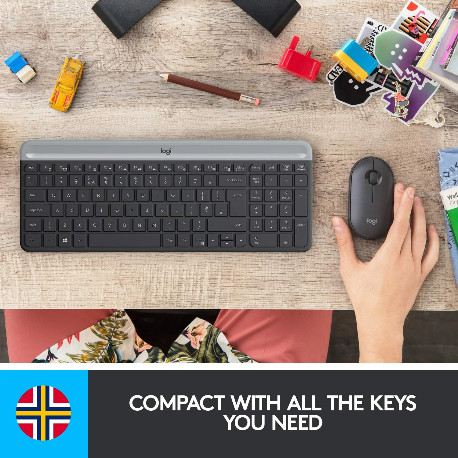 Logitech MK470 Slim Combo Kabelloses Tastatur-Maus-Set, 2.4 GHz Verbindung via Nano-USB-Empfänger, 10m Reichweite, 18-Monate Batterielaufzeit, PC/Laptop, Skand. QWERTY-Layout - Graphit - Image 3