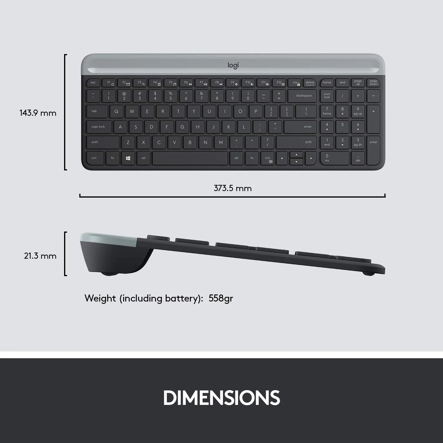 Logitech MK470 Slim Combo Kabelloses Tastatur-Maus-Set, 2.4 GHz Verbindung via Nano-USB-Empfänger, 10m Reichweite, 18-Monate Batterielaufzeit, PC/Laptop, Skand. QWERTY-Layout - Graphit - Image 5
