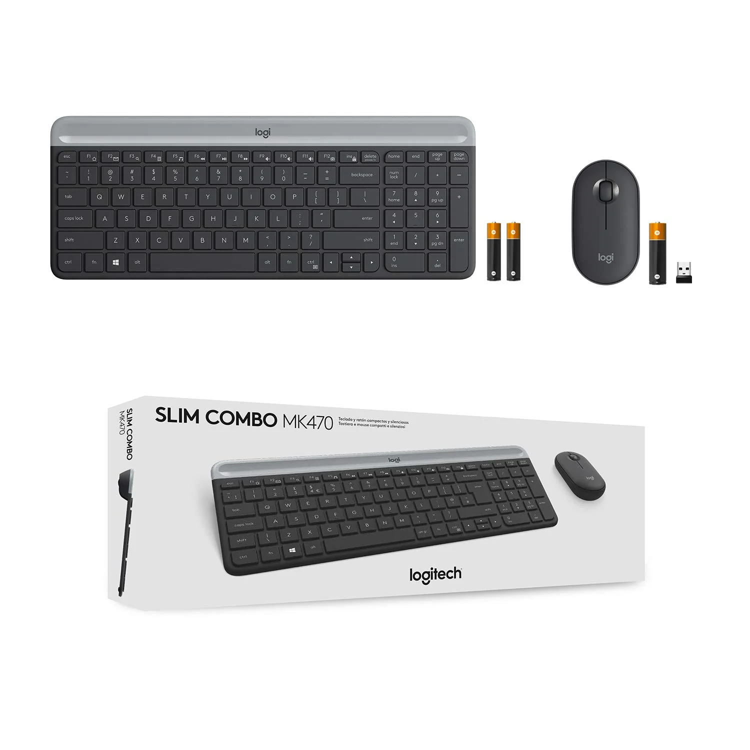 Logitech MK470 Slim Combo Kabelloses Tastatur-Maus-Set, 2.4 GHz Verbindung via Nano-USB-Empfänger, 10m Reichweite, 18-Monate Batterielaufzeit, PC/Laptop, Skand. QWERTY-Layout - Graphit - Image 7