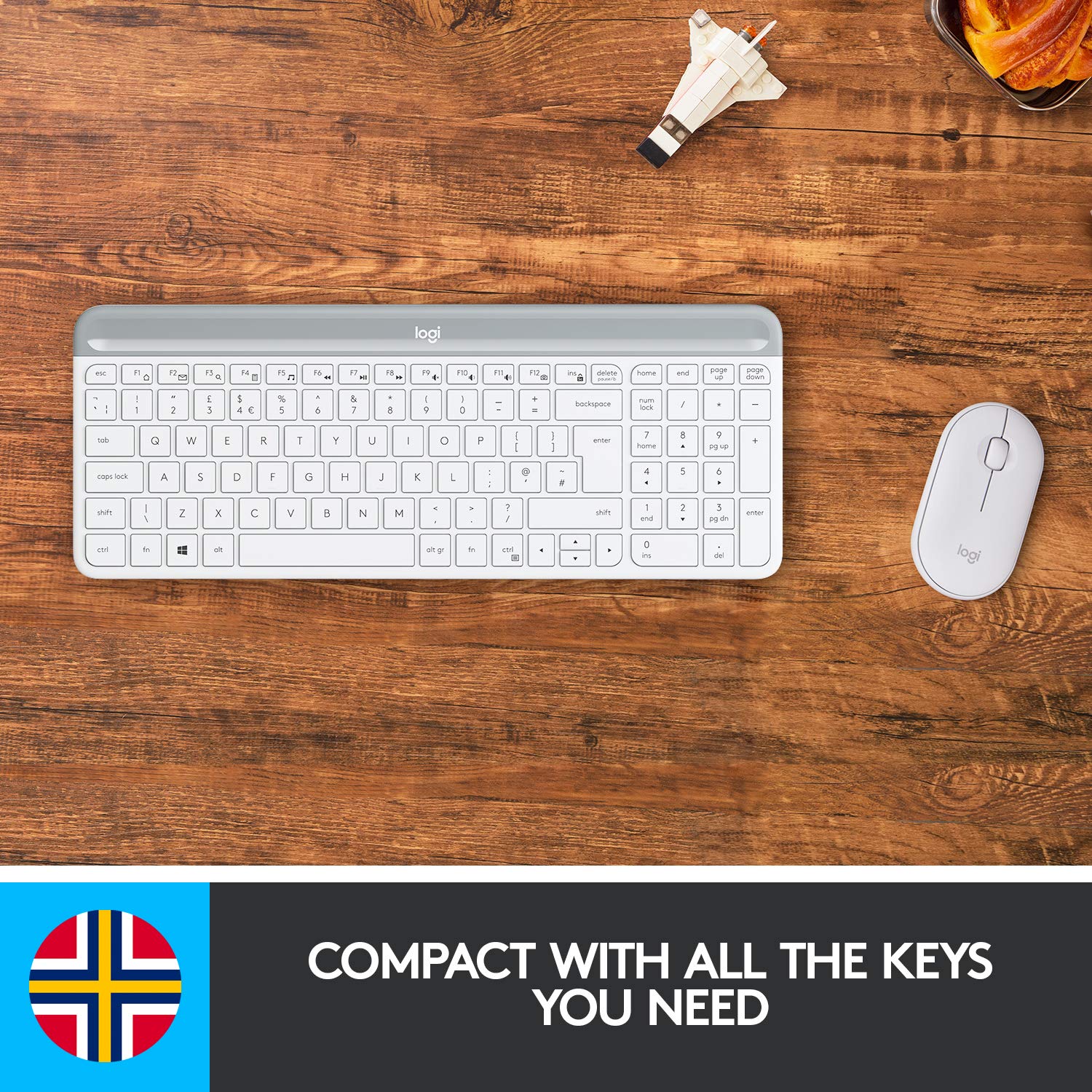 Logitech MK470 Slim Combo Kabelloses Tastatur-Maus-Set, 2.4 GHz Verbindung via Nano-USB-Empfänger, 10m Reichweite, 18-Monate Batterielaufzeit, PC/Laptop, Skandinavisches QWERTY-Layout - Weiß - Image 9