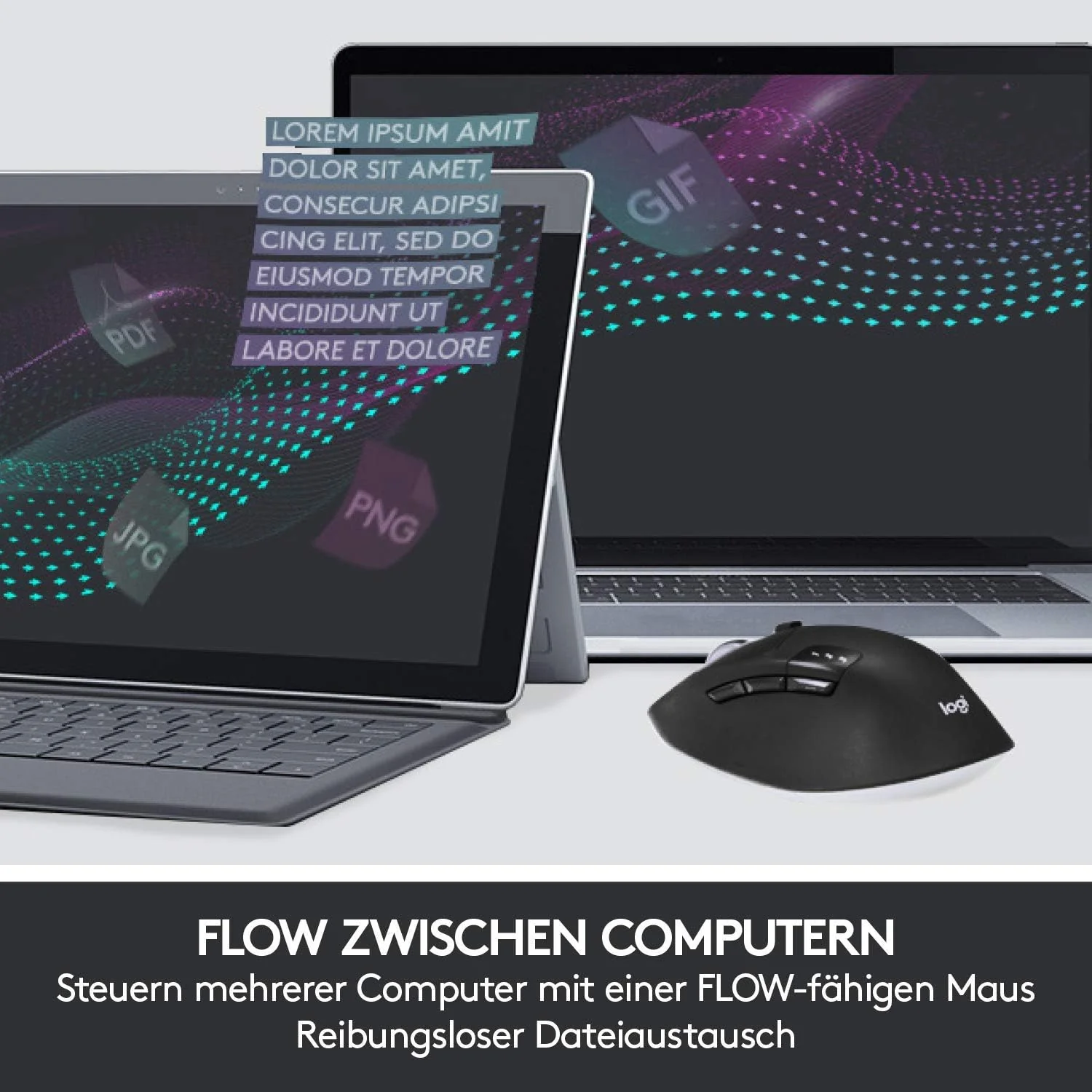 Logitech MK850 Performance Kabelloses Tastatur-Maus-Set, Bluetooth, 2.4 GHz Verbindung via USB-Empfänger, 24 bis 36-Monate Akkuleistung, Handballenauflage, Deutsches QWERTZ-Layout, Schwarz - Image 4