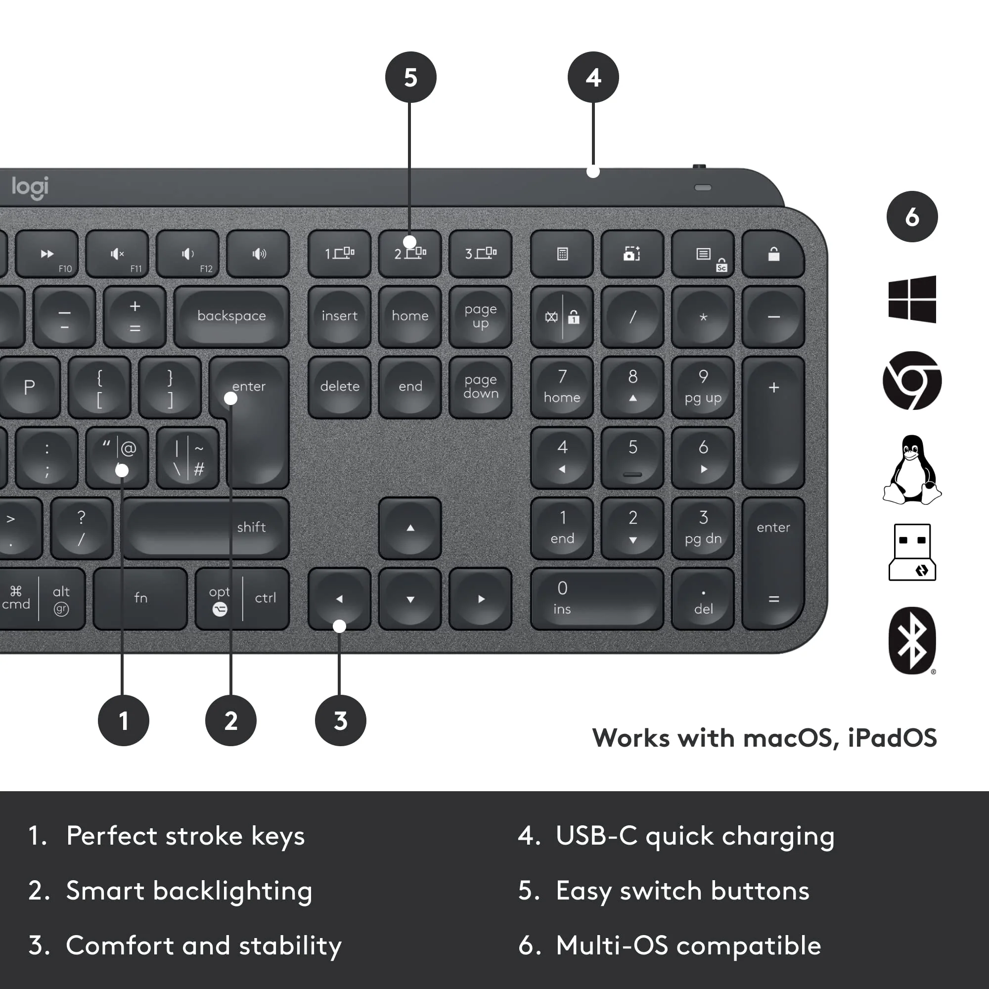 Logitech MX Keys Combo for Business | Gen 2, Full Size Kabellose Tastatur und Kabellose Maus, Spanisches QWERTY - Graphit - Image 6