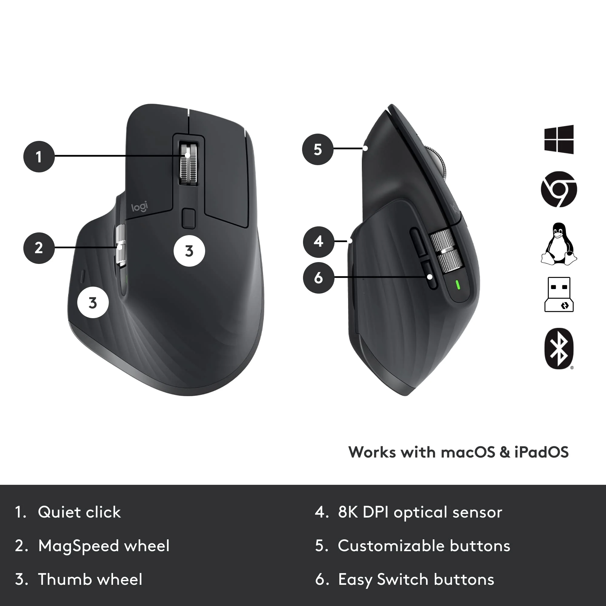 Logitech MX Keys Combo for Business | Gen 2, Full Size Kabellose Tastatur und Kabellose Maus, Spanisches QWERTY - Graphit - Image 7