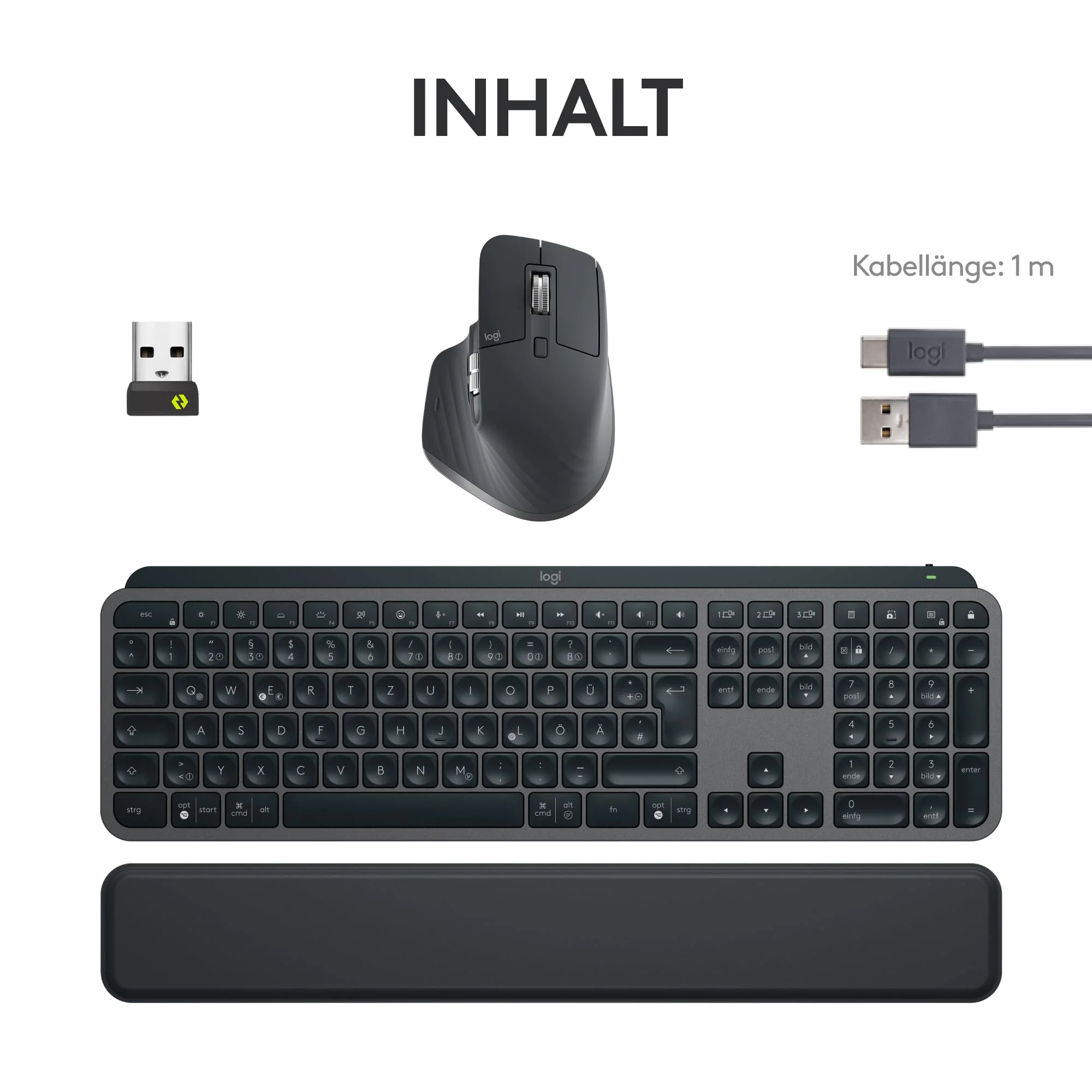 Logitech MX Keys S Combo: Leistungsstarke kabellose Tastatur und Maus mit Handablage,Customizable Illumination, Fast Scrolling,Bluetooth, für Windows/Linux/Chrome/Mac- Graphit, Deutsches QWERTZ-Layout - Image 7