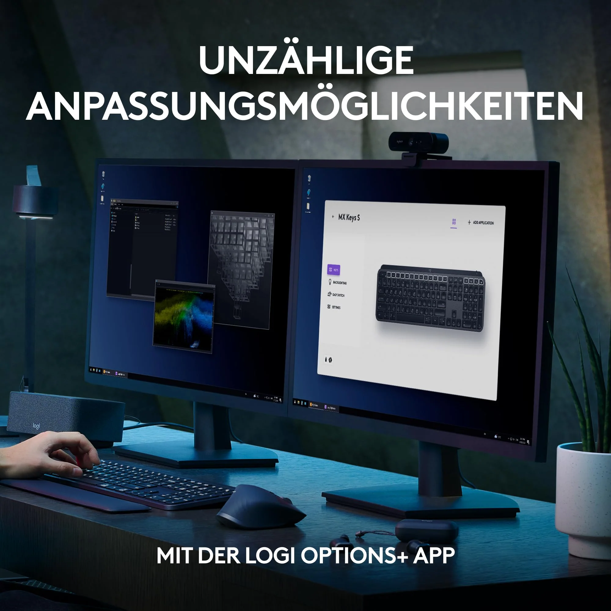 Logitech MX Keys S kabellose Tastatur, Low Profile, Precise Quiet Typing, Programmable , Backlighting, Bluetooth, Rechargeable, für Windows PC/Linux/Chrome/Mac - Graphit, Deutsches QWERTZ-Layout