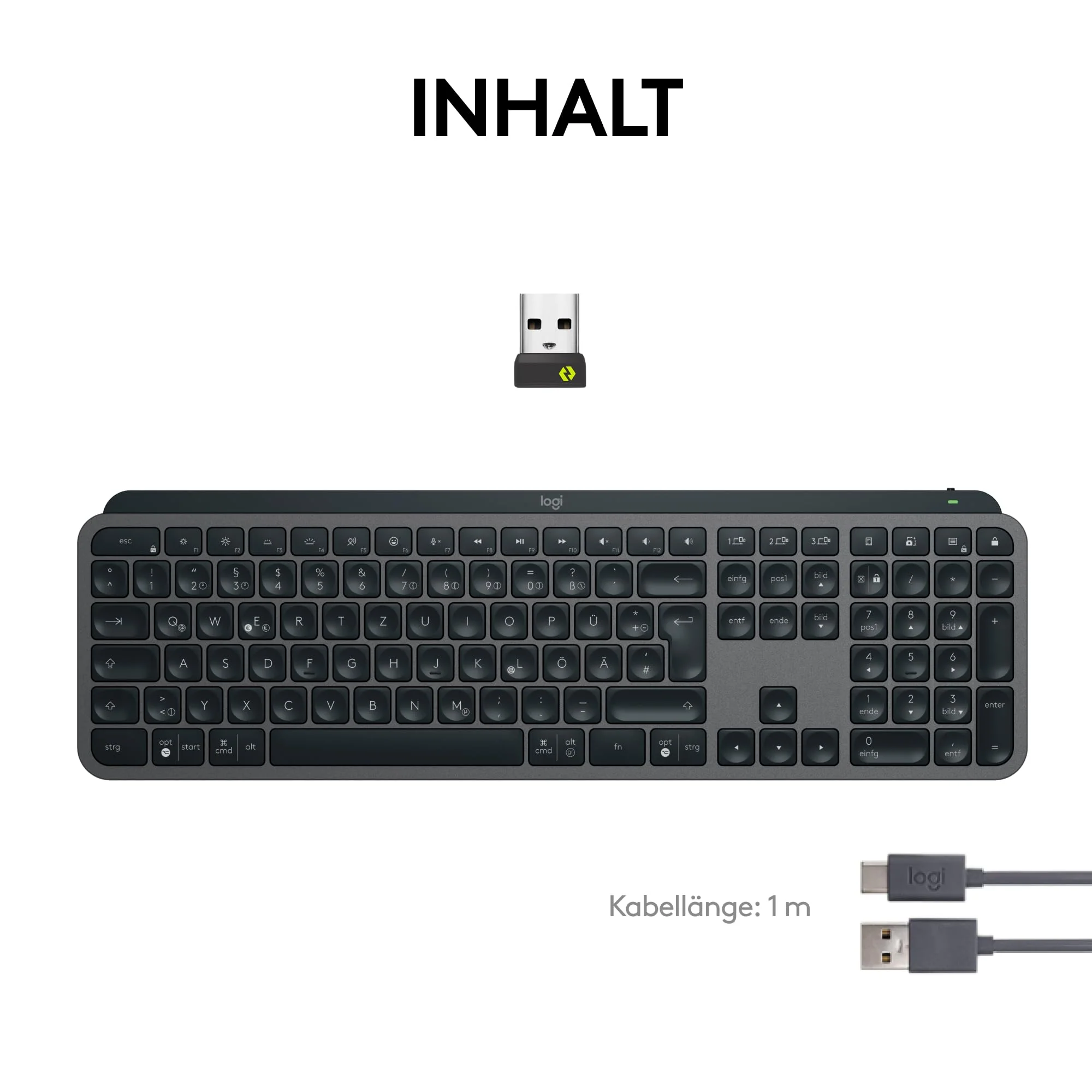 Logitech MX Keys S kabellose Tastatur, Low Profile, Precise Quiet Typing, Programmable , Backlighting, Bluetooth, Rechargeable, für Windows PC/Linux/Chrome/Mac - Graphit, Deutsches QWERTZ-Layout - Image 2