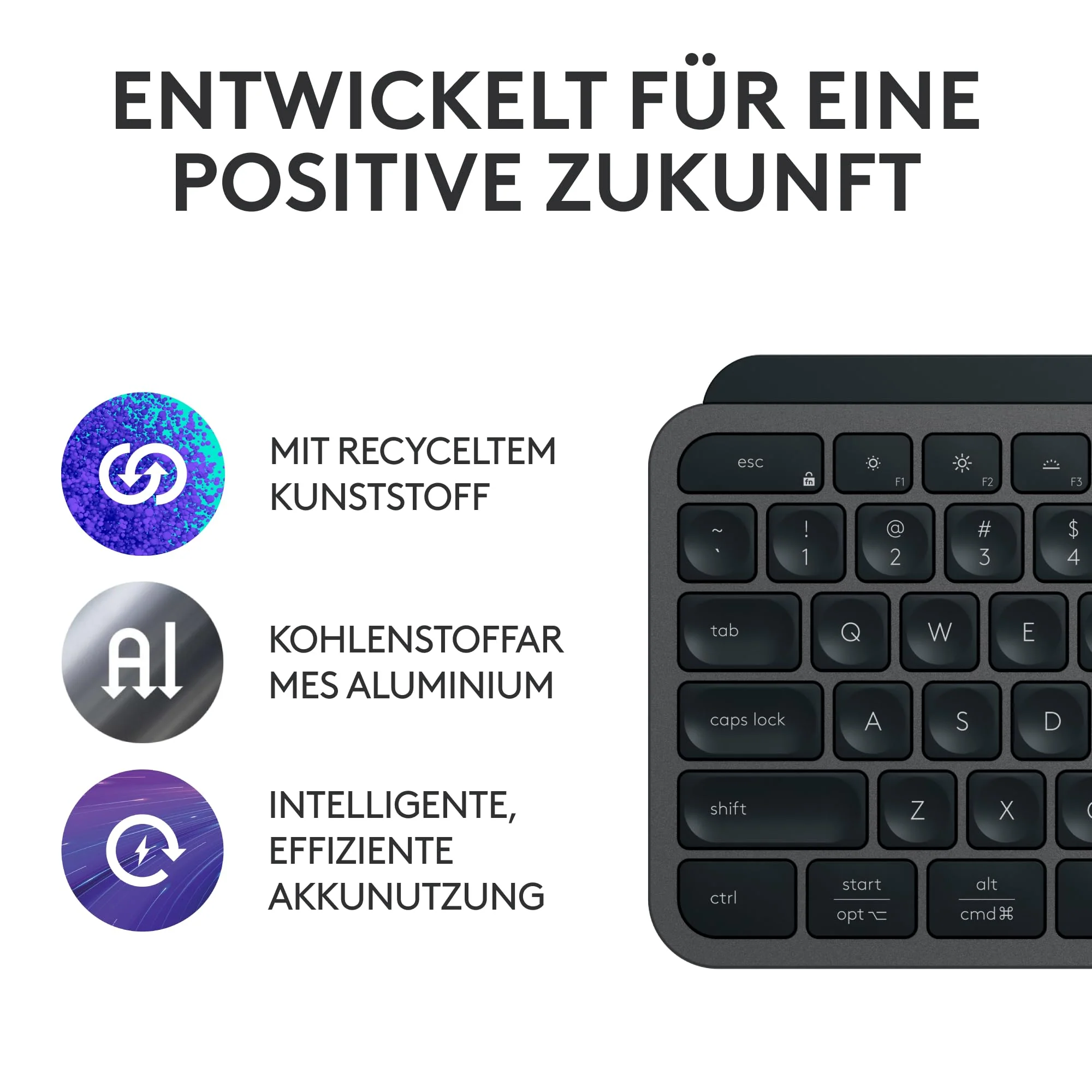 Logitech MX Keys S kabellose Tastatur, Low Profile, Precise Quiet Typing, Programmable , Backlighting, Bluetooth, Rechargeable, für Windows PC/Linux/Chrome/Mac - Graphit, Deutsches QWERTZ-Layout - Image 5