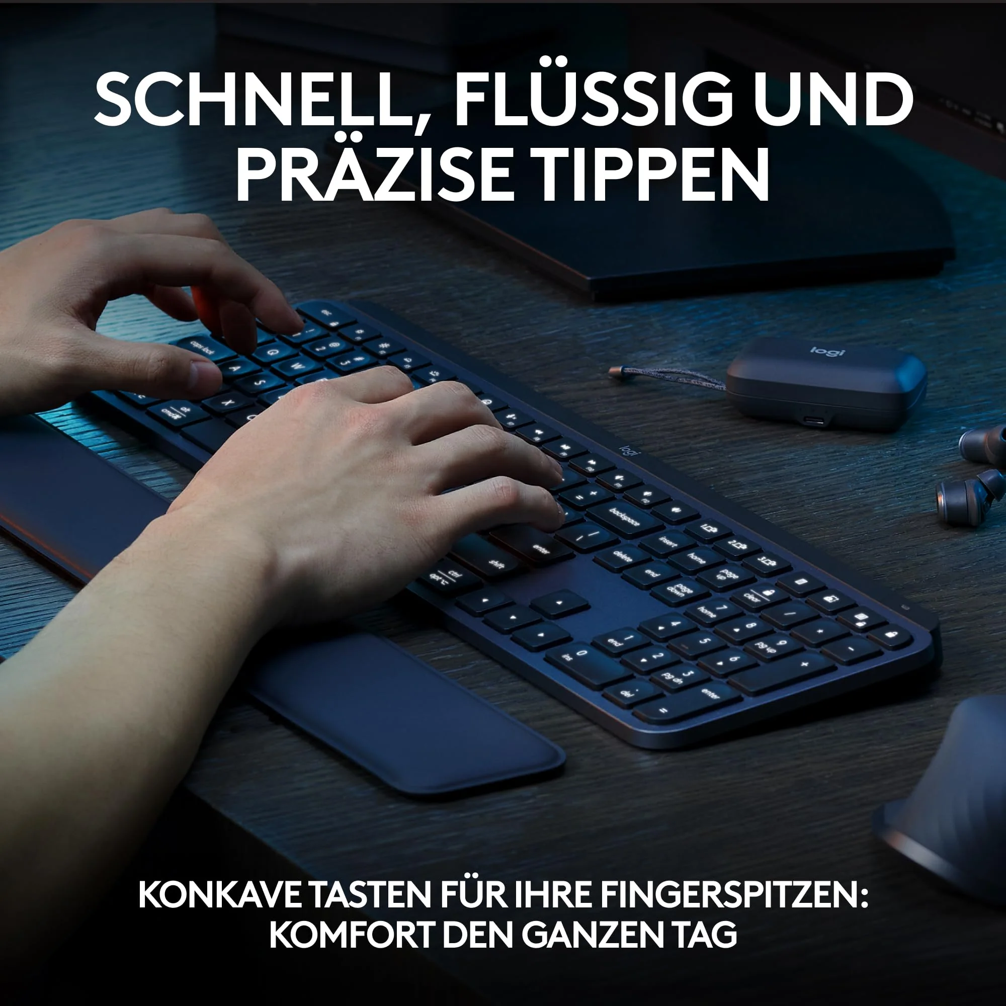 Logitech MX Keys S kabellose Tastatur, Low Profile, Precise Quiet Typing, Programmable , Backlighting, Bluetooth, Rechargeable, für Windows PC/Linux/Chrome/Mac - Graphit, Deutsches QWERTZ-Layout - Image 9
