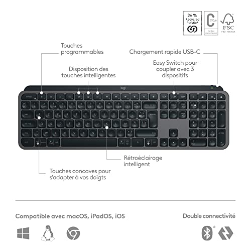 Logitech MX Keys S Plus - Graphit, Französisches AZERTY-Layout - Image 8