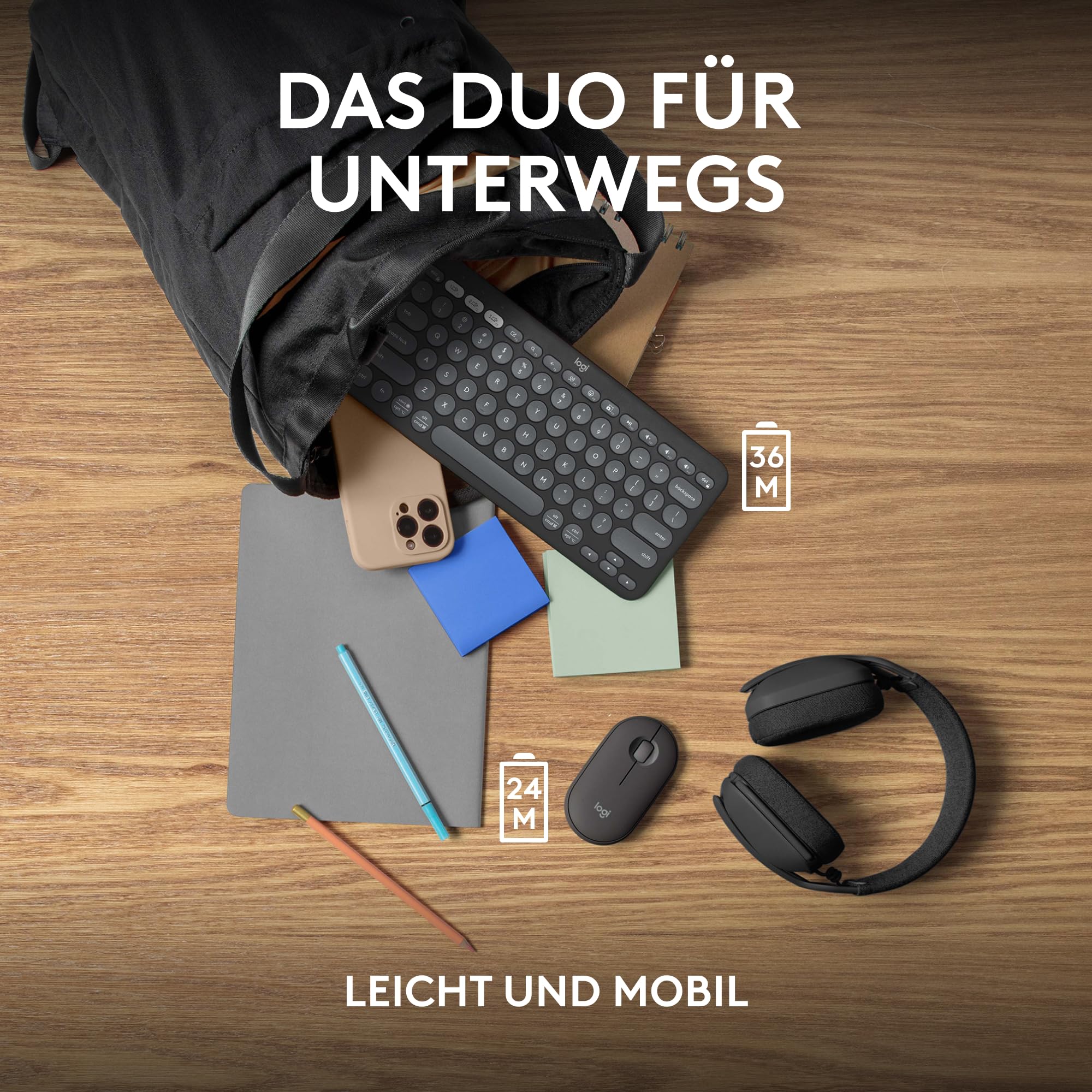 Logitech Pebble 2 Combo, kabellose Tastatur und Maus, leise und mobil, anpassbar, Logi Bolt, Bluetooth, Easy-Switch für Windows, macOS, iPadOS, Chrome, Deutsches QWERTZ-Layout, Grafit - Image 10