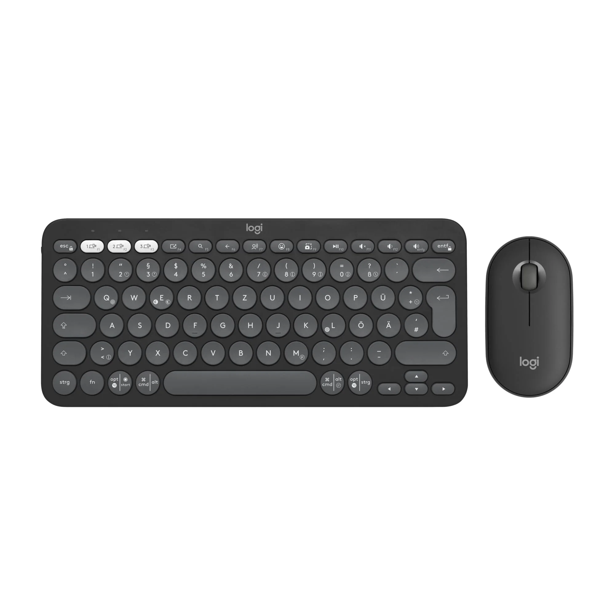 Logitech Pebble 2 Combo, kabellose Tastatur und Maus, leise und mobil, anpassbar, Logi Bolt, Bluetooth, Easy-Switch für Windows, macOS, iPadOS, Chrome, Deutsches QWERTZ-Layout, Grafit - Image 2