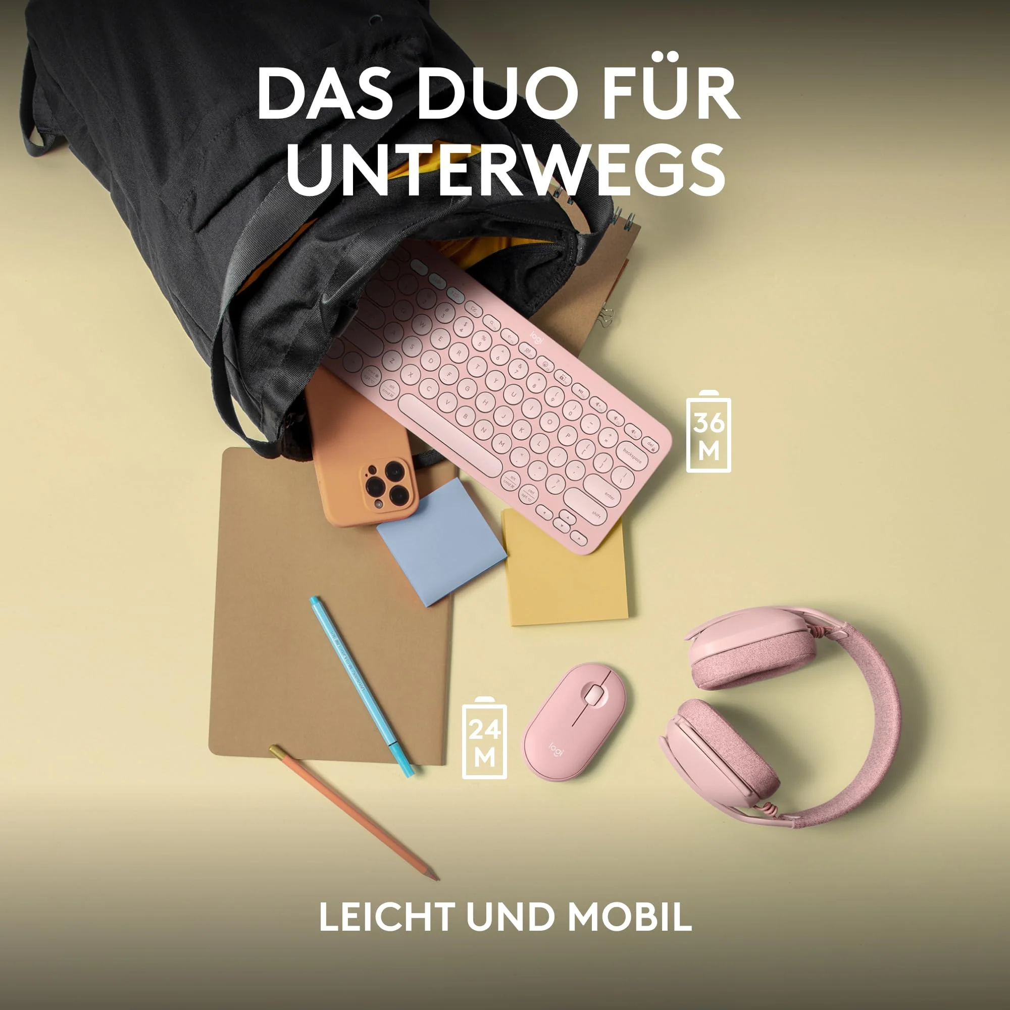 Logitech Pebble 2 Combo, kabellose Tastatur und Maus, leise und mobil, anpassbar, Logi Bolt, Bluetooth, Easy-Switch für Windows, macOS, iPadOS, Chrome - Deutsches QWERTZ-Layout, Rosa - Image 6