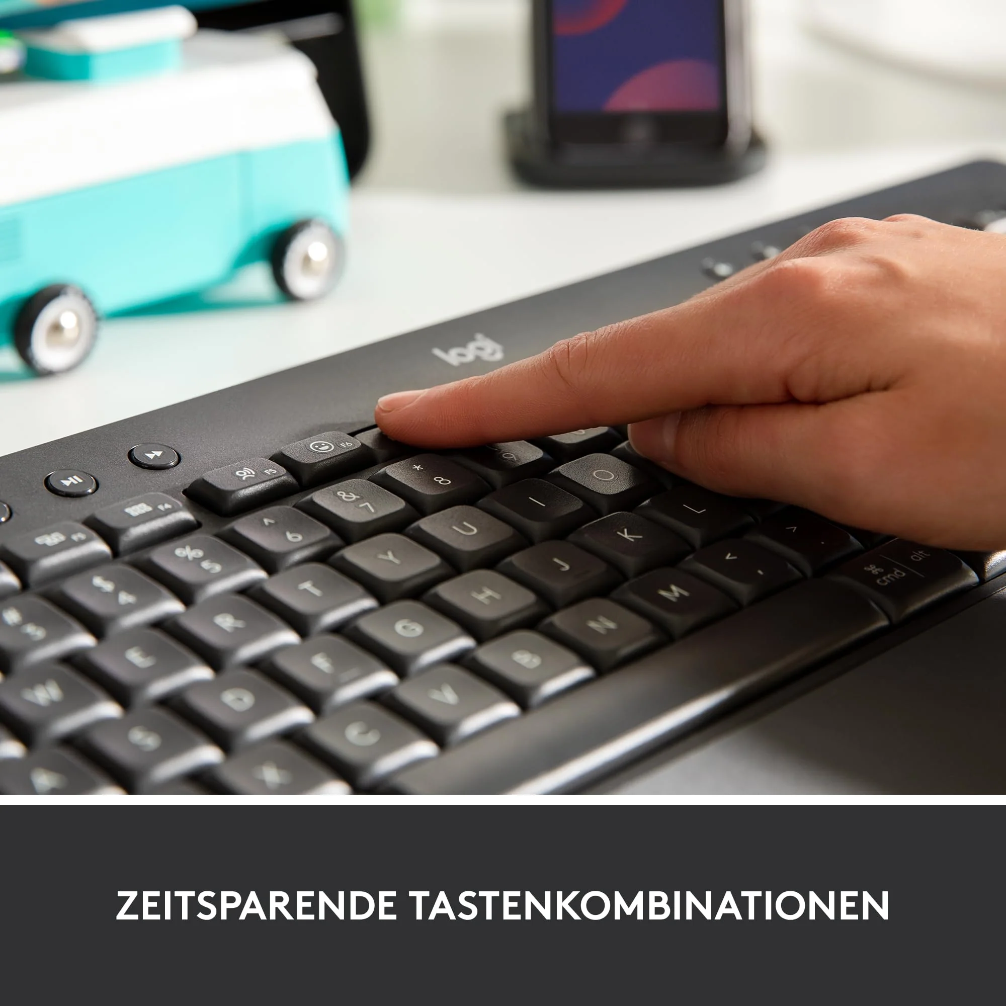Logitech Signature K650 Comfort kabellose Tastatur mit Handballenauflage, BLE Bluetooth/Logi Bolt USB-Empfänger, Soft-Touch-Tastatur, Numpad, PC/Windows/Mac, Deutsches QWERTZ - Grau - Image 3