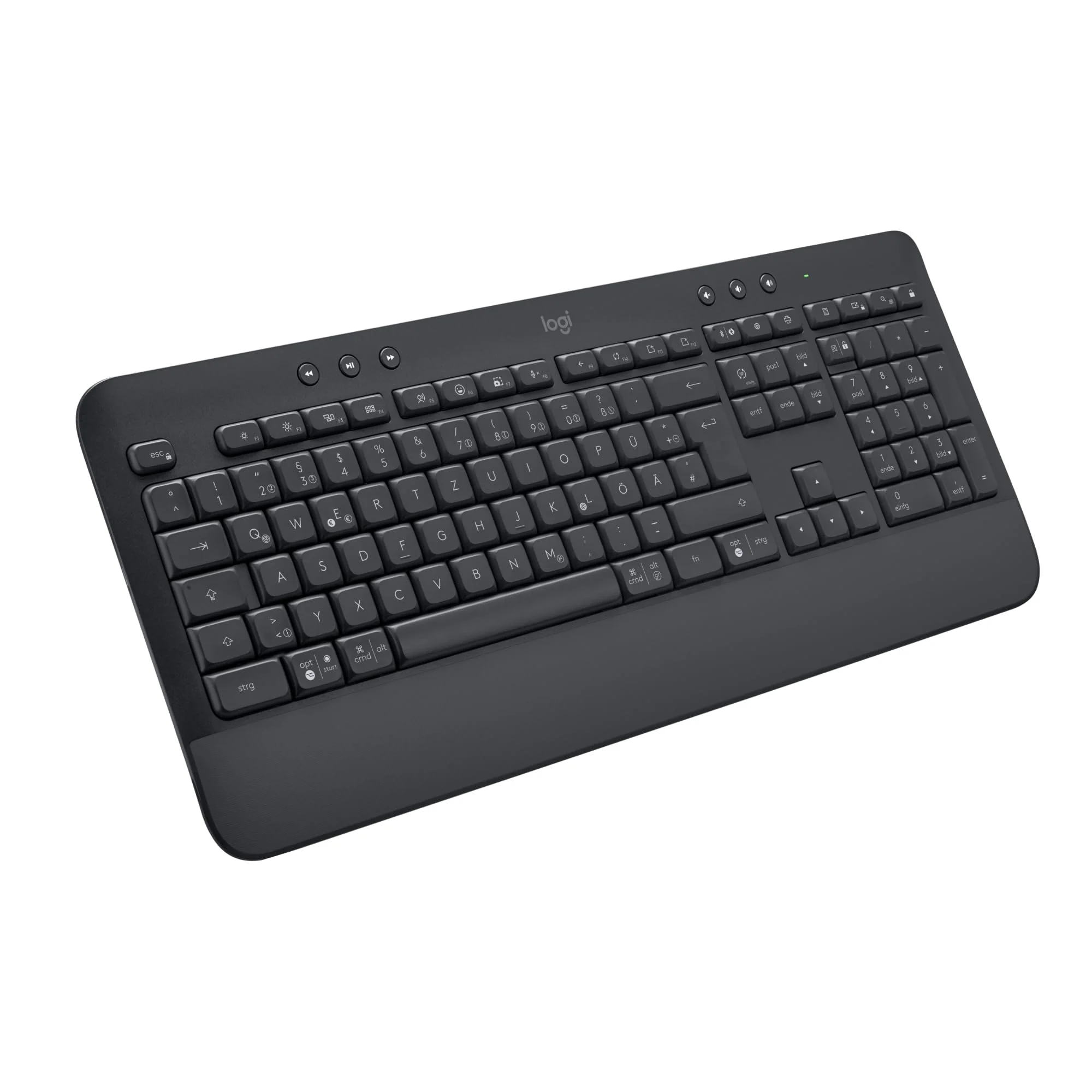 Logitech Signature K650 Comfort kabellose Tastatur mit Handballenauflage, BLE Bluetooth/Logi Bolt USB-Empfänger, Soft-Touch-Tastatur, Numpad, PC/Windows/Mac, Deutsches QWERTZ - Grau - Image 4