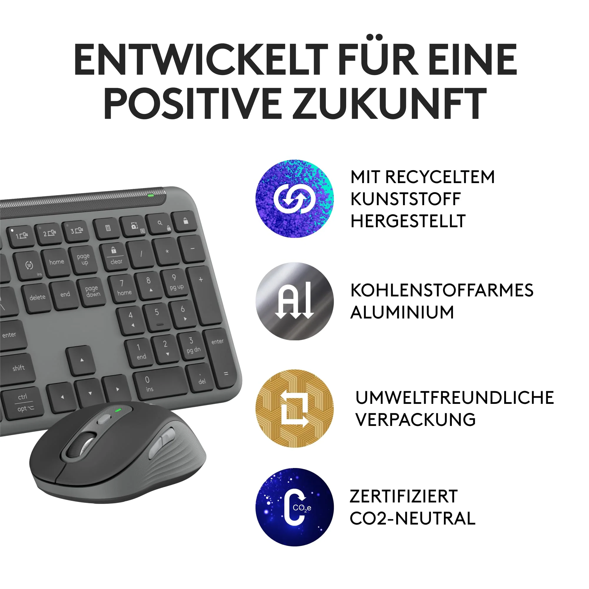 Logitech Signature Slim MK950 for Business kabelloses Tastatur-Maus-Set, leises Tippen, sicherer Empfänger, Bluetooth, weltweit Zertifiziert, Windows/Mac/Chrome/Linux, DEU QWERTZ-Layout, Grafit - Image 11