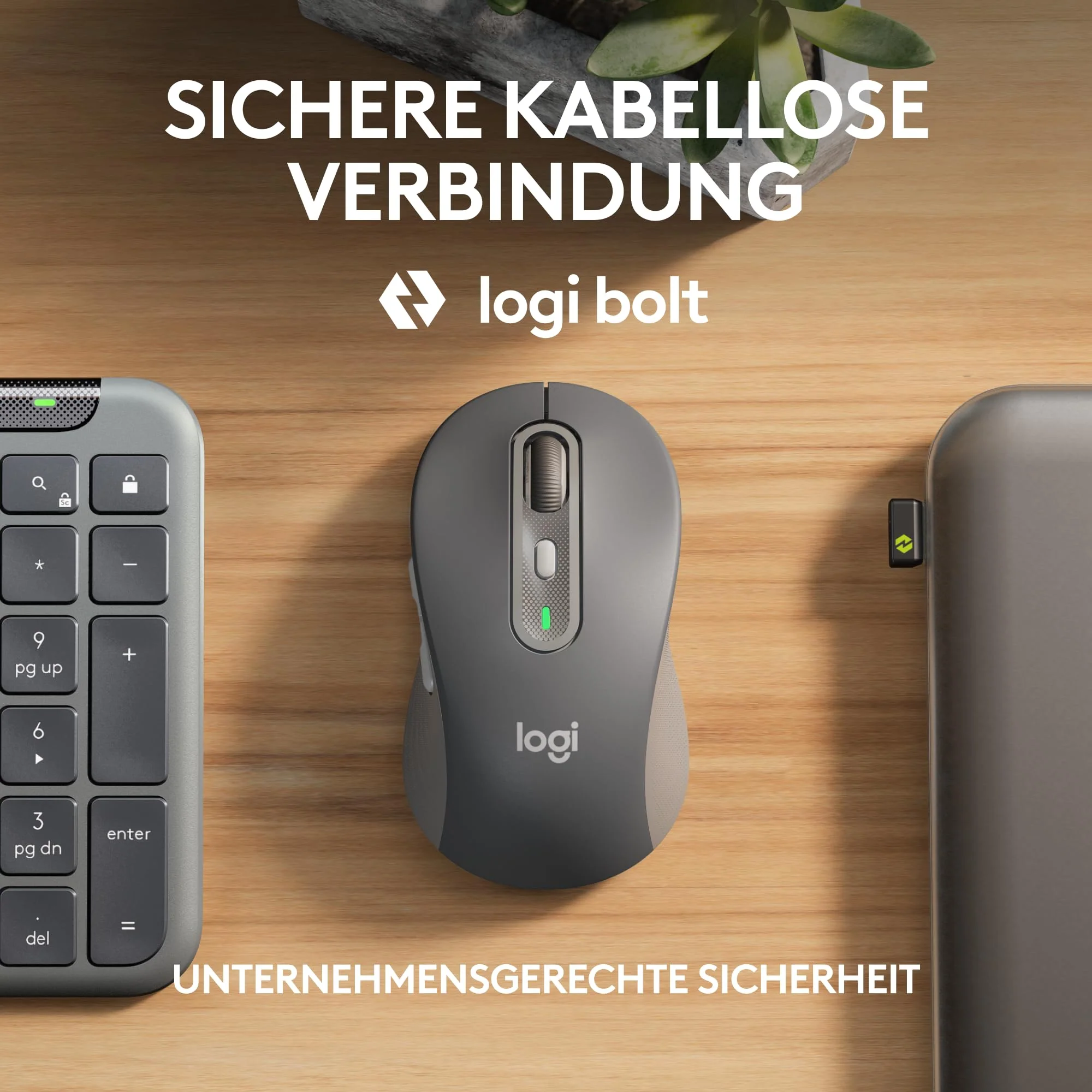 Logitech Signature Slim MK950 for Business kabelloses Tastatur-Maus-Set, leises Tippen, sicherer Empfänger, Bluetooth, weltweit Zertifiziert, Windows/Mac/Chrome/Linux, DEU QWERTZ-Layout, Grafit - Image 6