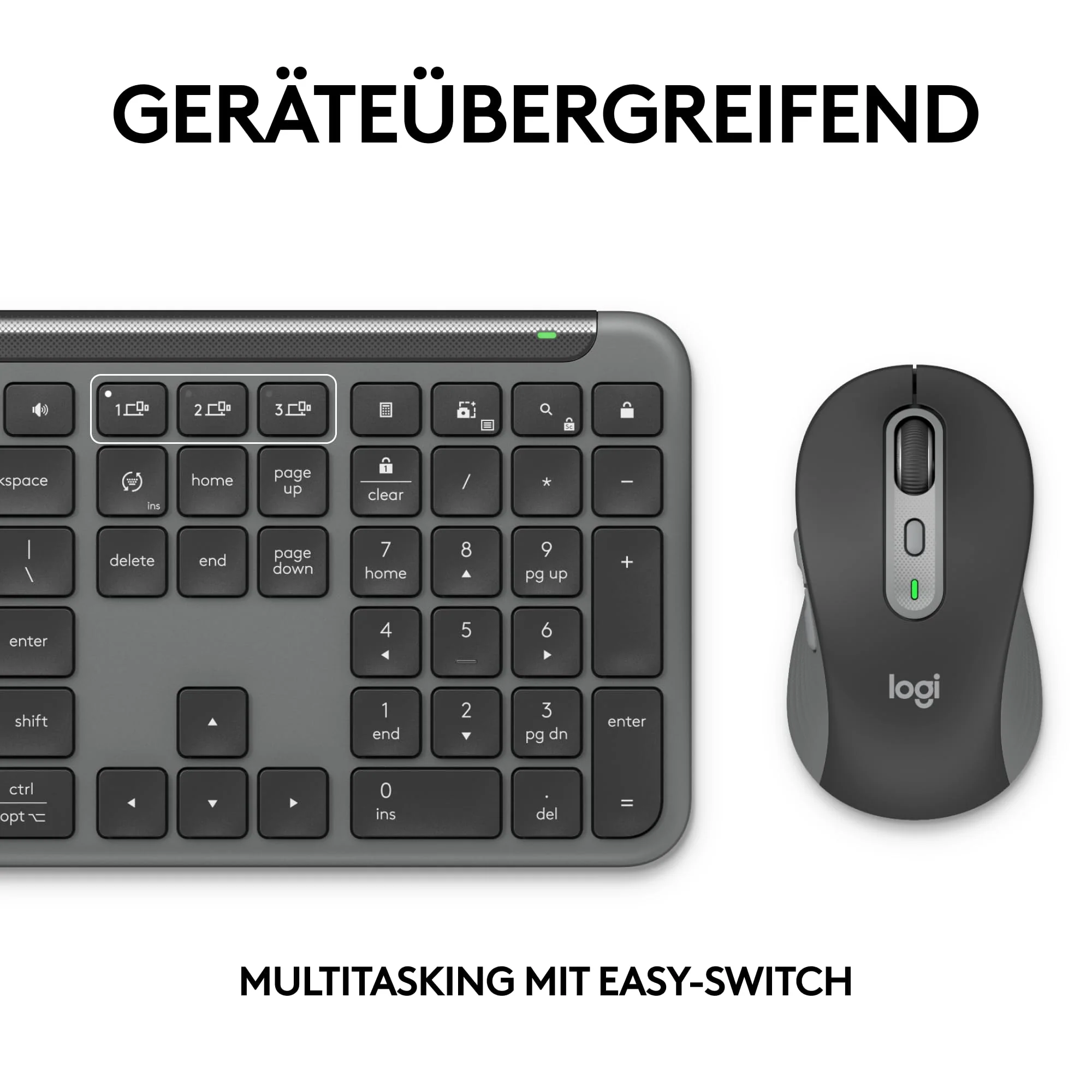 Logitech Signature Slim MK950 for Business kabelloses Tastatur-Maus-Set, leises Tippen, sicherer Empfänger, Bluetooth, weltweit Zertifiziert, Windows/Mac/Chrome/Linux, DEU QWERTZ-Layout, Grafit - Image 7