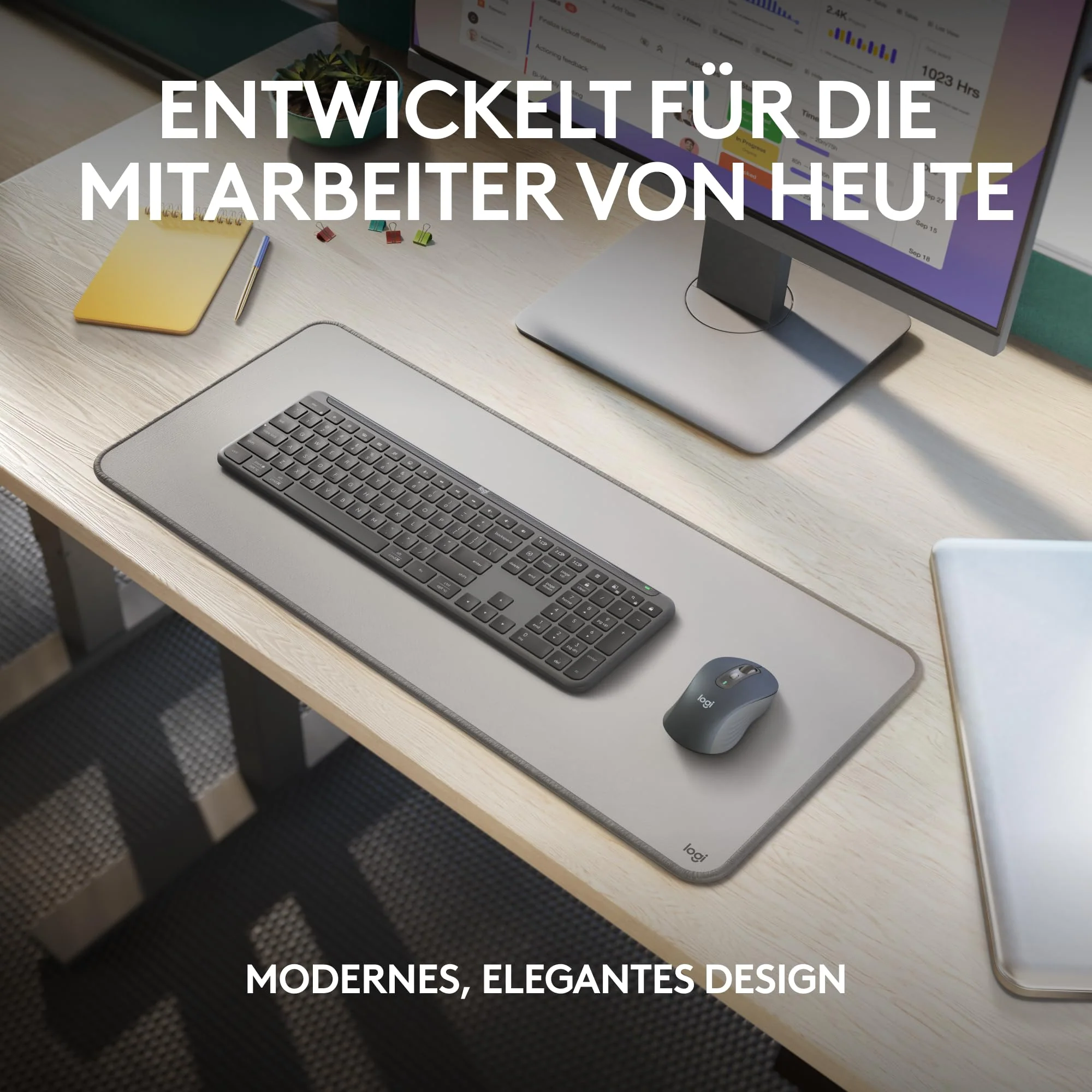 Logitech Signature Slim MK950 for Business kabelloses Tastatur-Maus-Set, leises Tippen, sicherer Empfänger, Bluetooth, weltweit Zertifiziert, Windows/Mac/Chrome/Linux, DEU QWERTZ-Layout, Grafit - Image 8