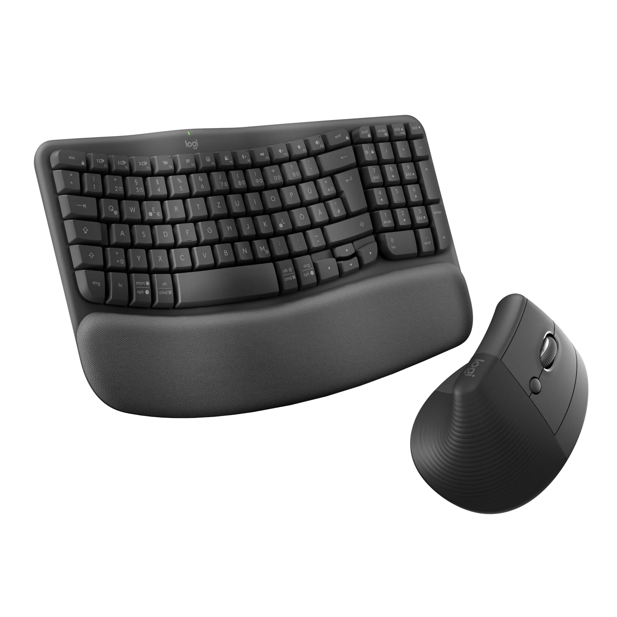 Logitech Wave Keys und Lift vertikale Maus – Ergonomisches Bundle – kabellose Tastatur mit gepolsterter Handballenauflage und vertikale kabellose Maus – Bluetooth, Multi-OS, Windows/Mac - Graphit - Image 4
