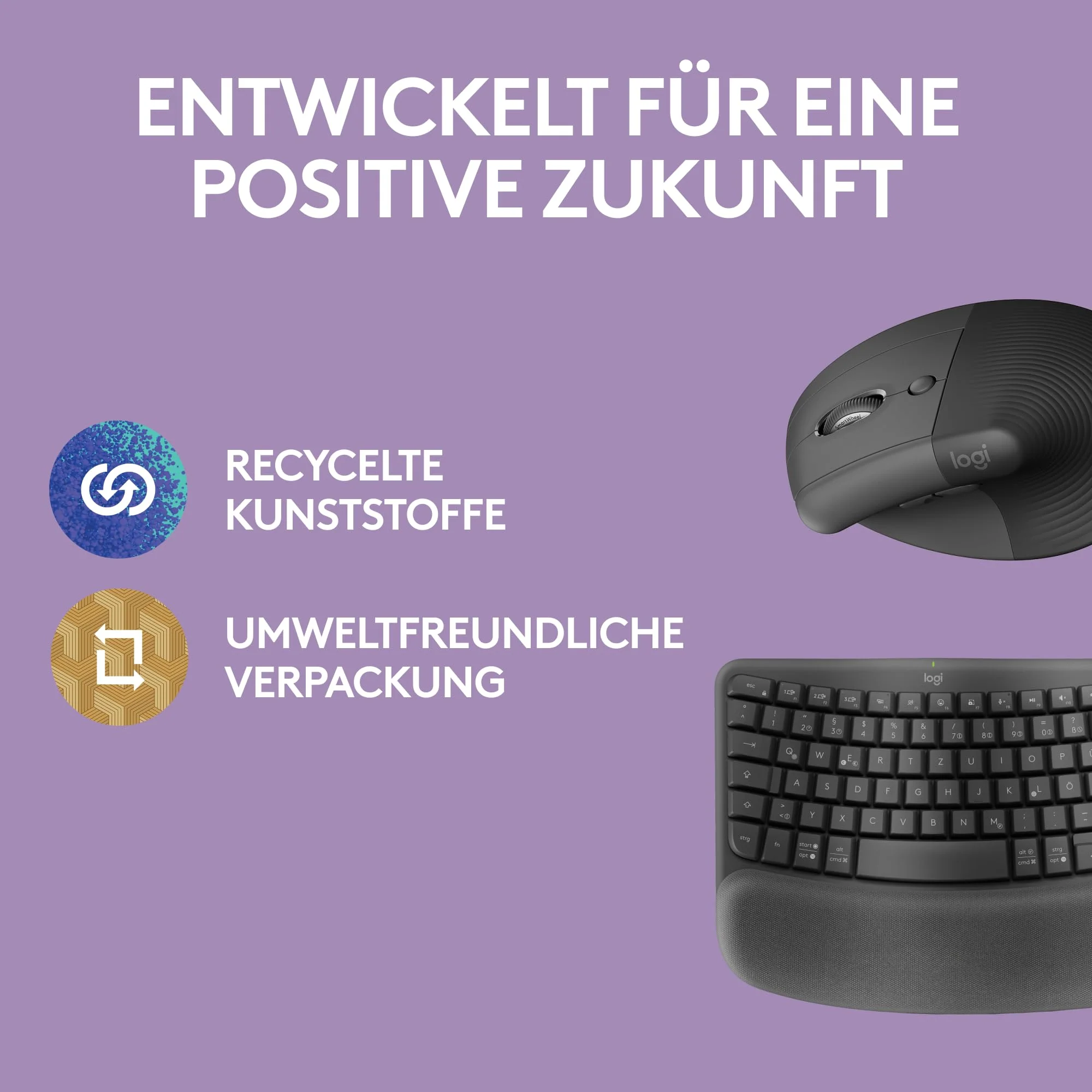 Logitech Wave Keys und Lift vertikale Maus – Ergonomisches Bundle – kabellose Tastatur mit gepolsterter Handballenauflage und vertikale kabellose Maus – Bluetooth, Multi-OS, Windows/Mac - Graphit - Image 6