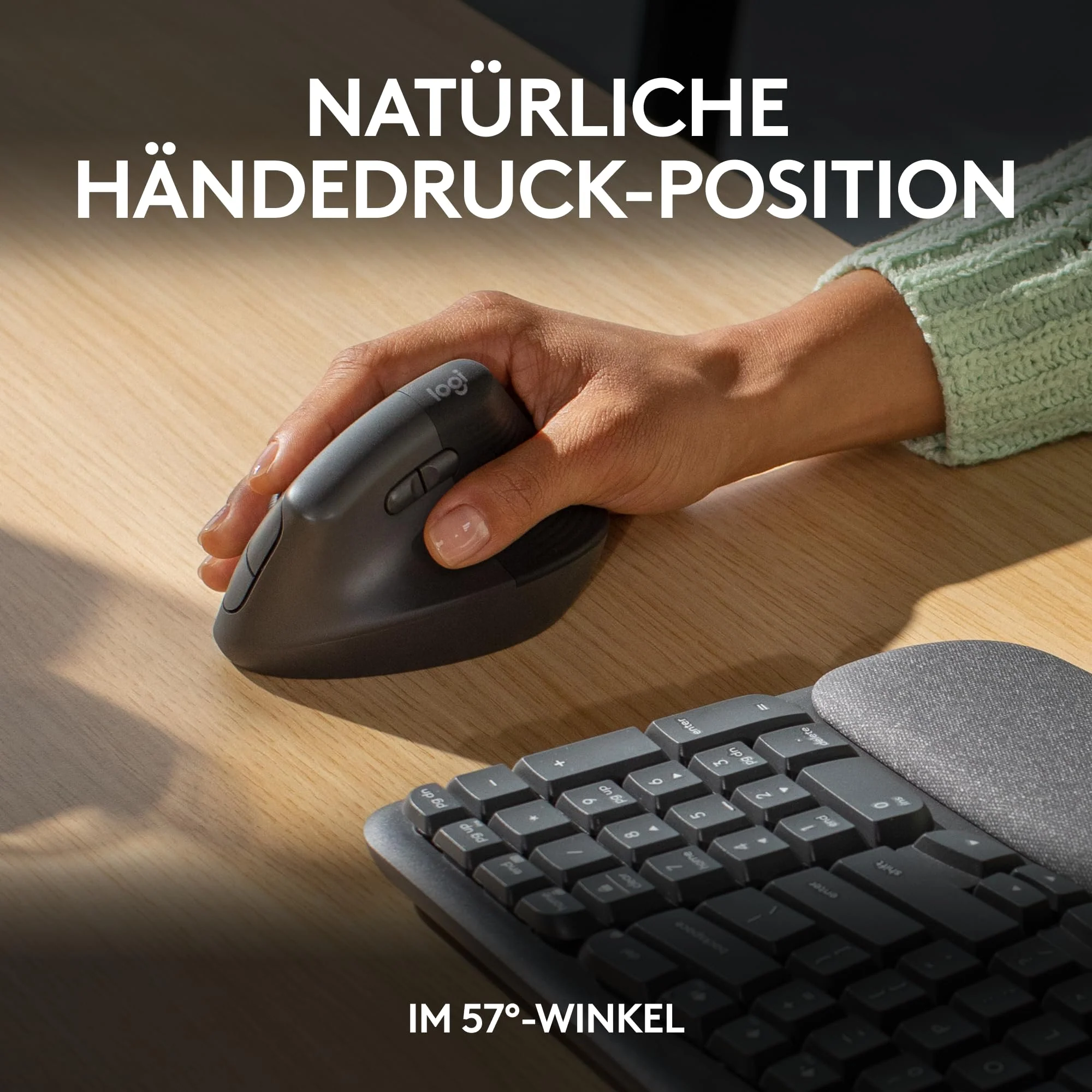 Logitech Wave Keys und Lift vertikale Maus – Ergonomisches Bundle – kabellose Tastatur mit gepolsterter Handballenauflage und vertikale kabellose Maus – Bluetooth, Multi-OS, Windows/Mac - Graphit - Image 8