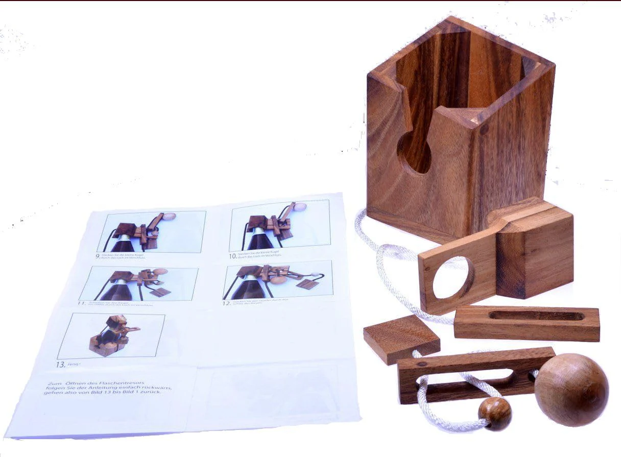 LOGOPLAY FlaschenTresor - Schnurpuzzle - Denkspiel - Knobelspiel - Geduldspiel - Logikspiel aus edlem Holz - Image 6