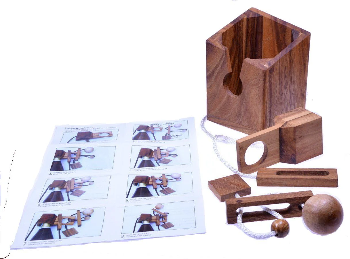 LOGOPLAY FlaschenTresor - Schnurpuzzle - Denkspiel - Knobelspiel - Geduldspiel - Logikspiel aus edlem Holz - Image 7