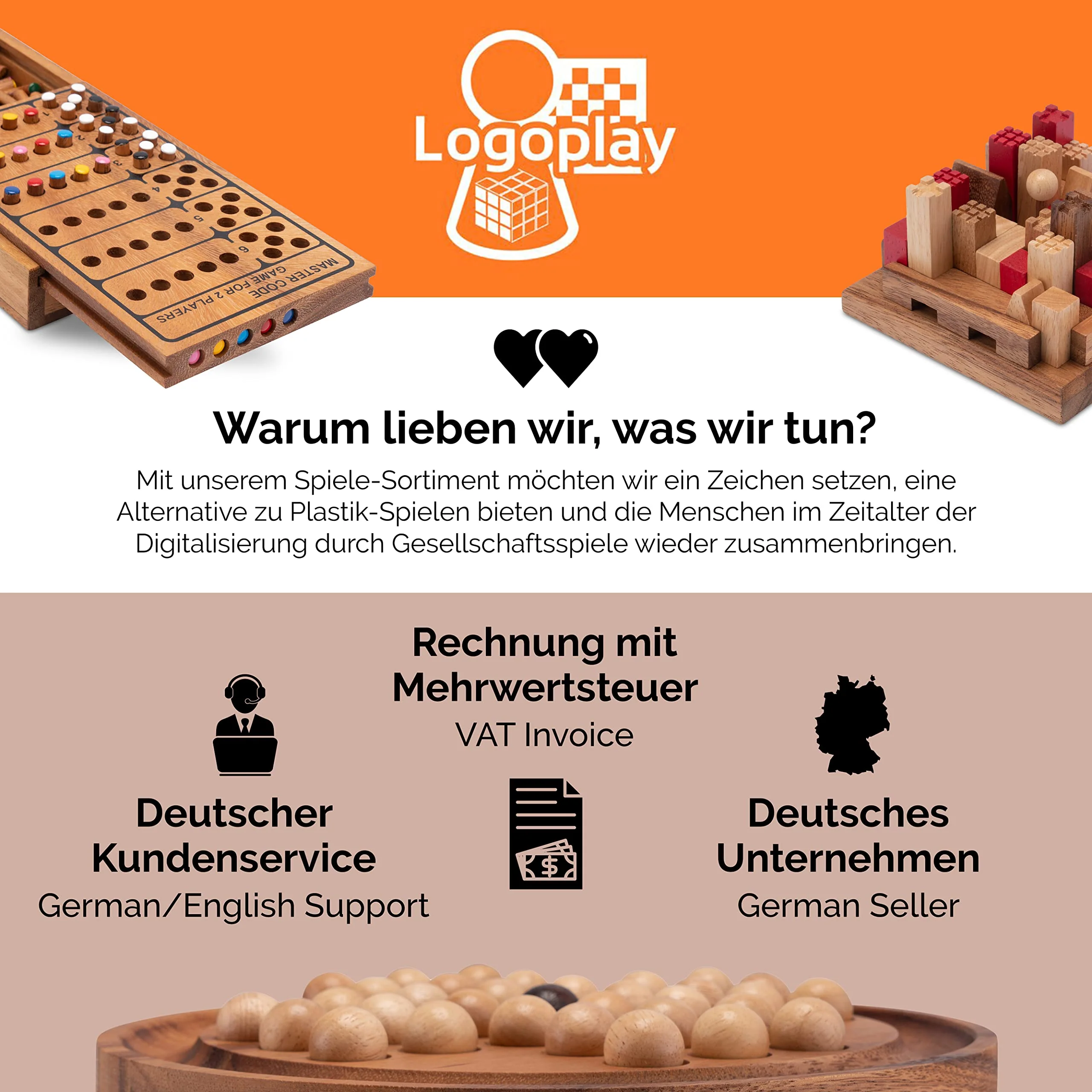 LOGOPLAY Hus - Bao - Kalaha - Mancala - Steinchenspiel - Edelsteinspiel aus Samena-Holz inkl. Edelsteinen - Image 2