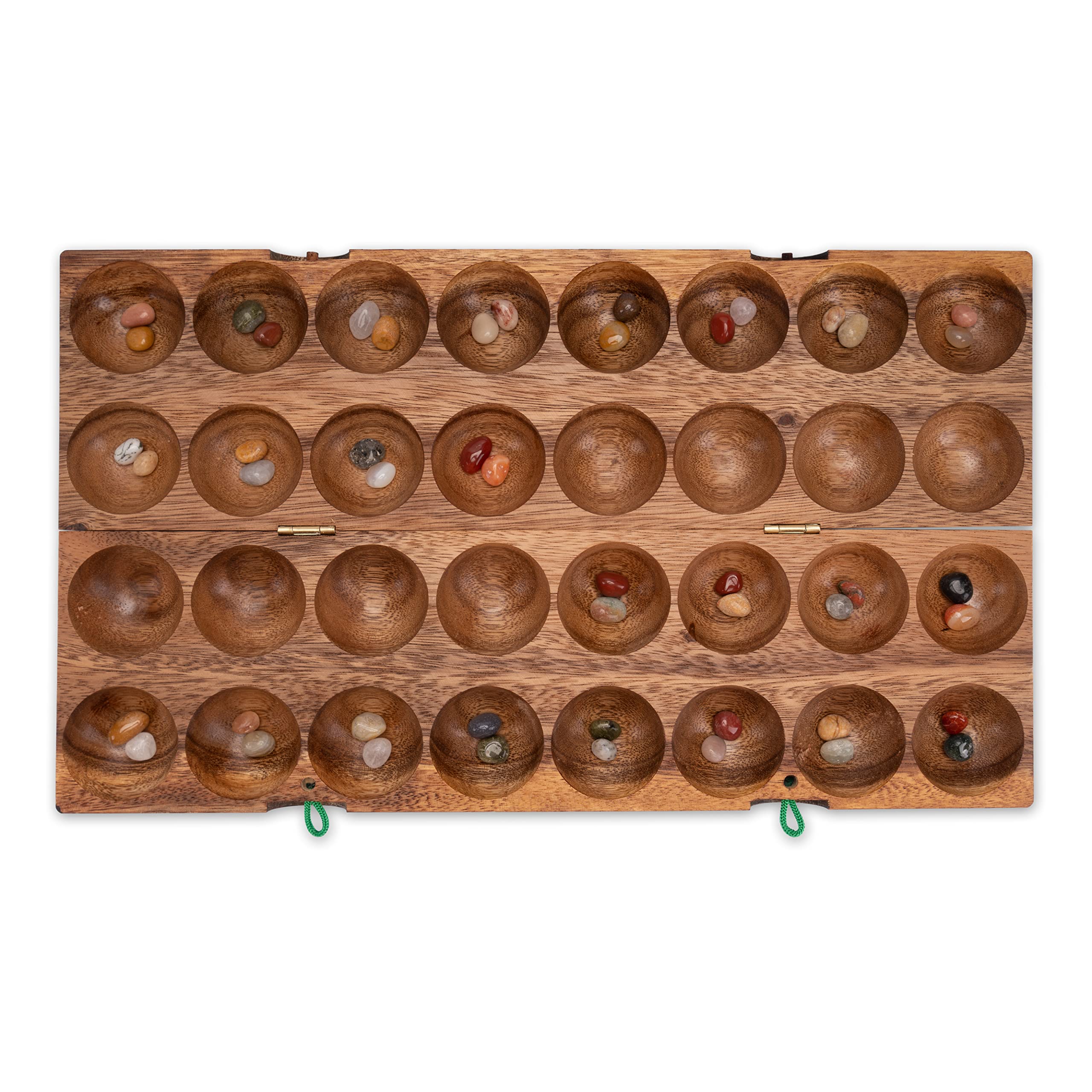 LOGOPLAY Hus - Bao - Kalaha - Mancala - Steinchenspiel - Edelsteinspiel aus Samena-Holz inkl. Edelsteinen - Image 4