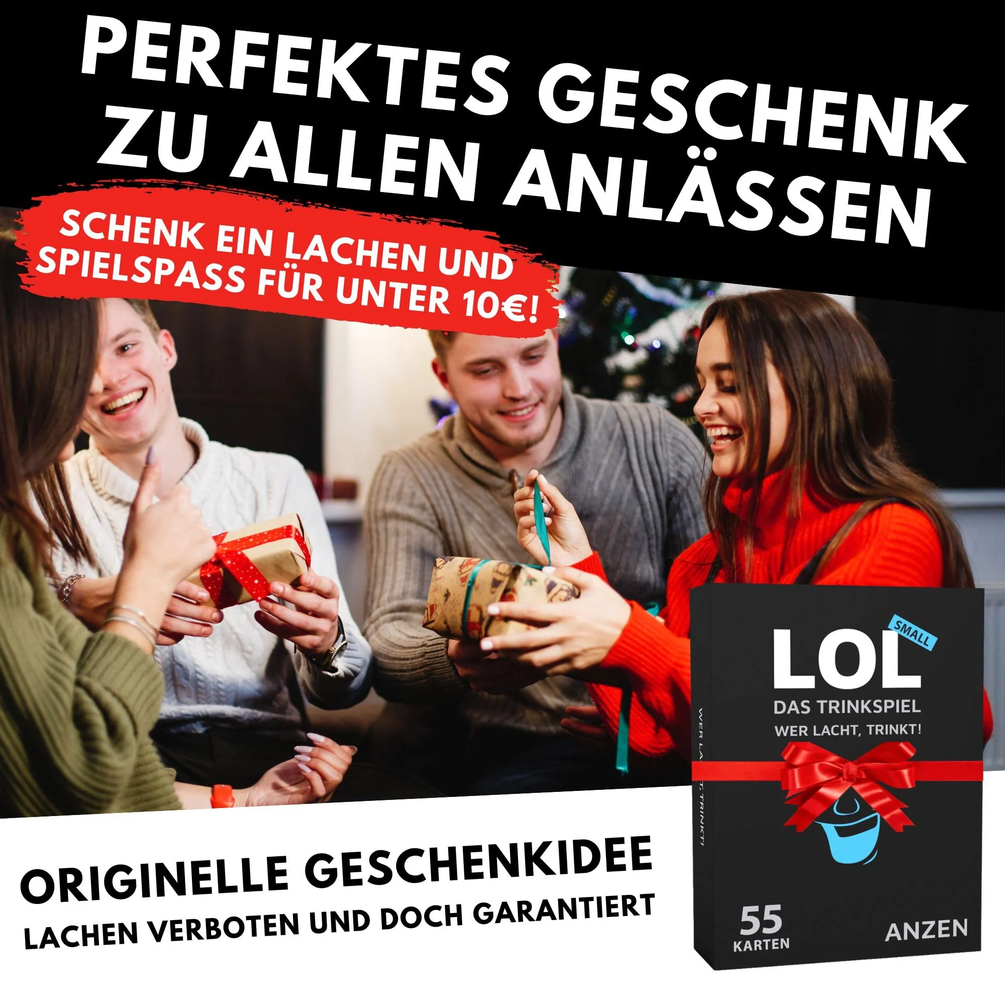LOL Trinkspiel - Wer lacht, trinkt! - Small | Kartenspiel für Erwachsene | Silvester Partyspiel-e | LOL Spiel | witzige Wichtel-Geschenke Männer + Frauen | Geburtstagsgeschenk Saufspiel Mitbringsel - Image 4