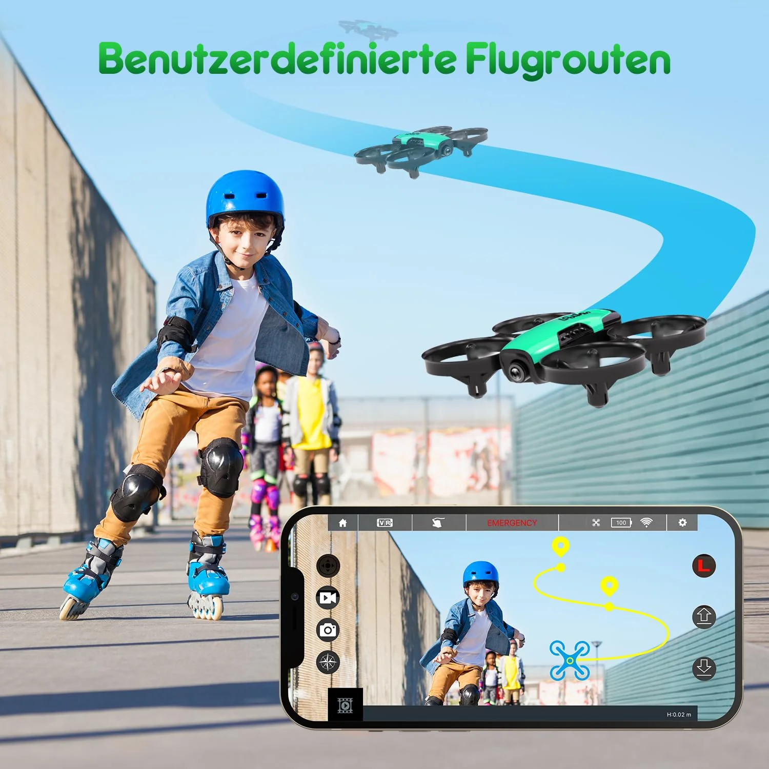 Loolinn | Drohne mit Kamera als Geschenk für Kinder - Mini Drohne Ferngesteuert mit Video & Fotos/Einstellbare Kamera/Zwei Batterien/Geprüftes C0-Zertifikat (Geschenk für Jungen und Mädchen) - Image 2
