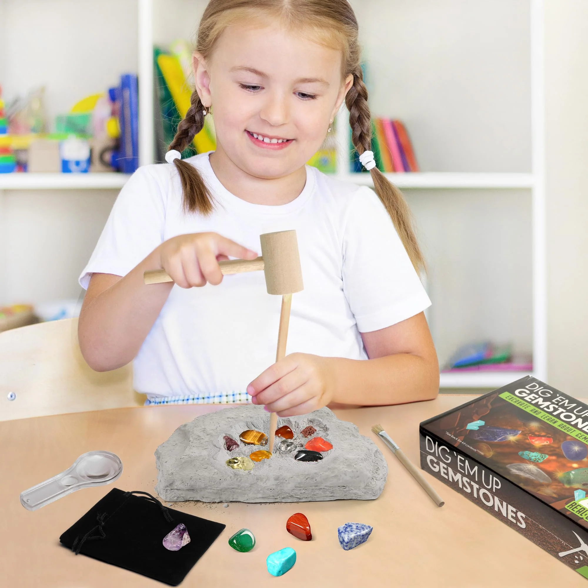LotFancy Ausgrabungsset für Kinder, 20 Echte Edelsteine Ausgraben für Kinder ab 8 9 10 Jahren, Geschenk für Jungen und Mädchen - Image 8