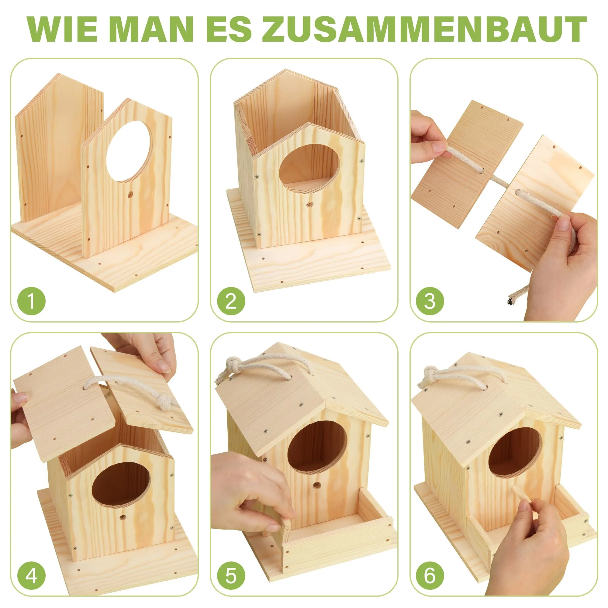 LotFancy Vogelhaus Bausatz für Kinder, Vogelhaus zum bemalen, Holz Bastelset, DIY Basteln Set für Kindergeburtstag, Ostern Geschenke für Mädchen Jungen Kleinkinder - Image 4
