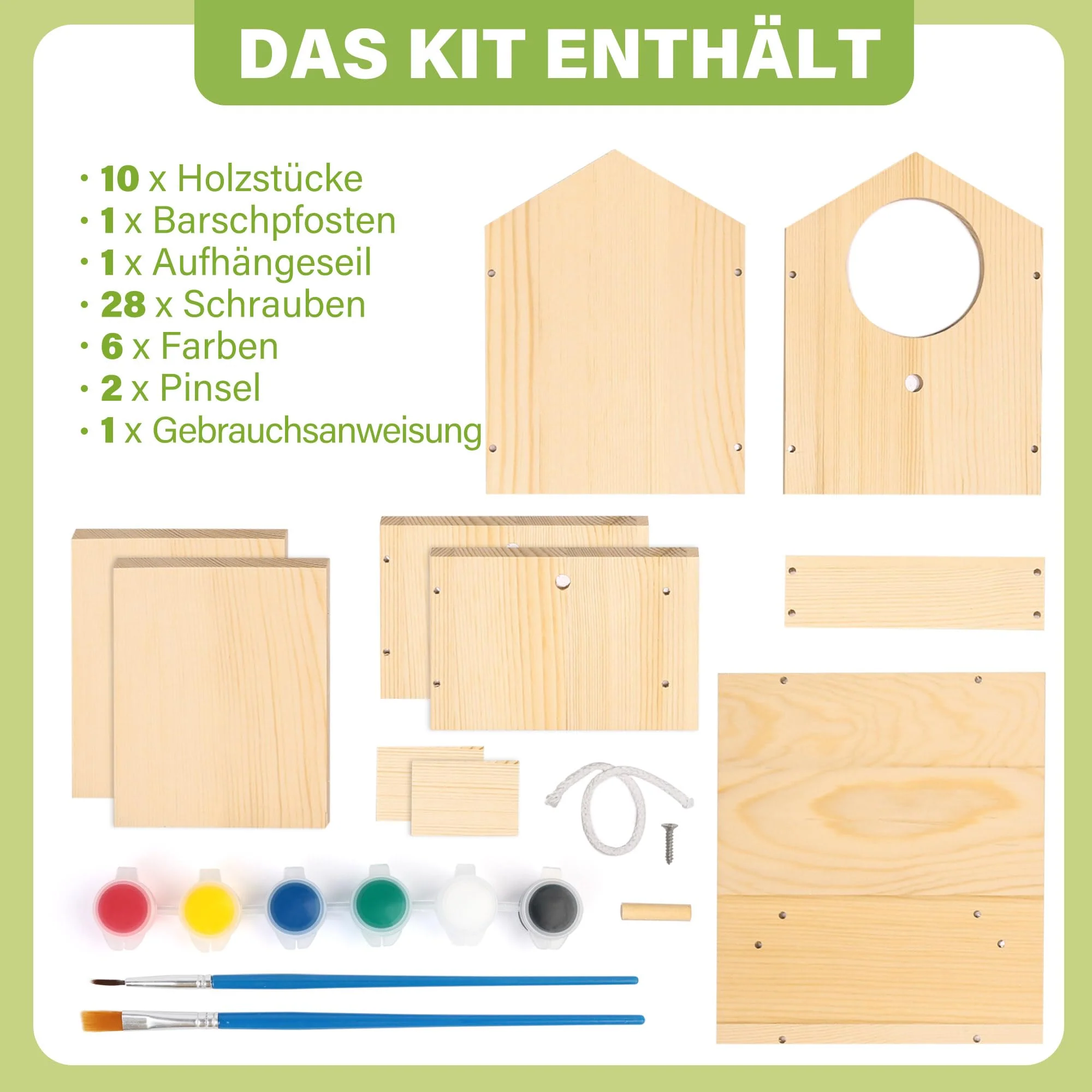 LotFancy Vogelhaus Bausatz für Kinder, Vogelhaus zum bemalen, Holz Bastelset, DIY Basteln Set für Kindergeburtstag, Ostern Geschenke für Mädchen Jungen Kleinkinder - Image 7