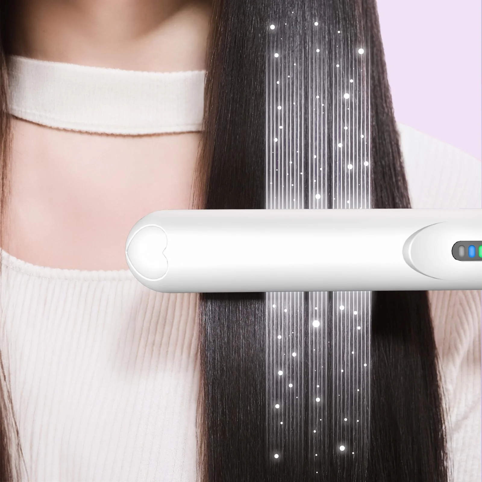 LOUIKAY Kabelloser Haarglätter 2 in 1 Lockenwickler, Mini Glätteisen Wiederaufladbares USB Glätteisen, Negative Ionen Mini Reiseglätter mit 3 Temperaturen 160/180/200℃ für kurzes & langes Haar (Weiß) - Image 5