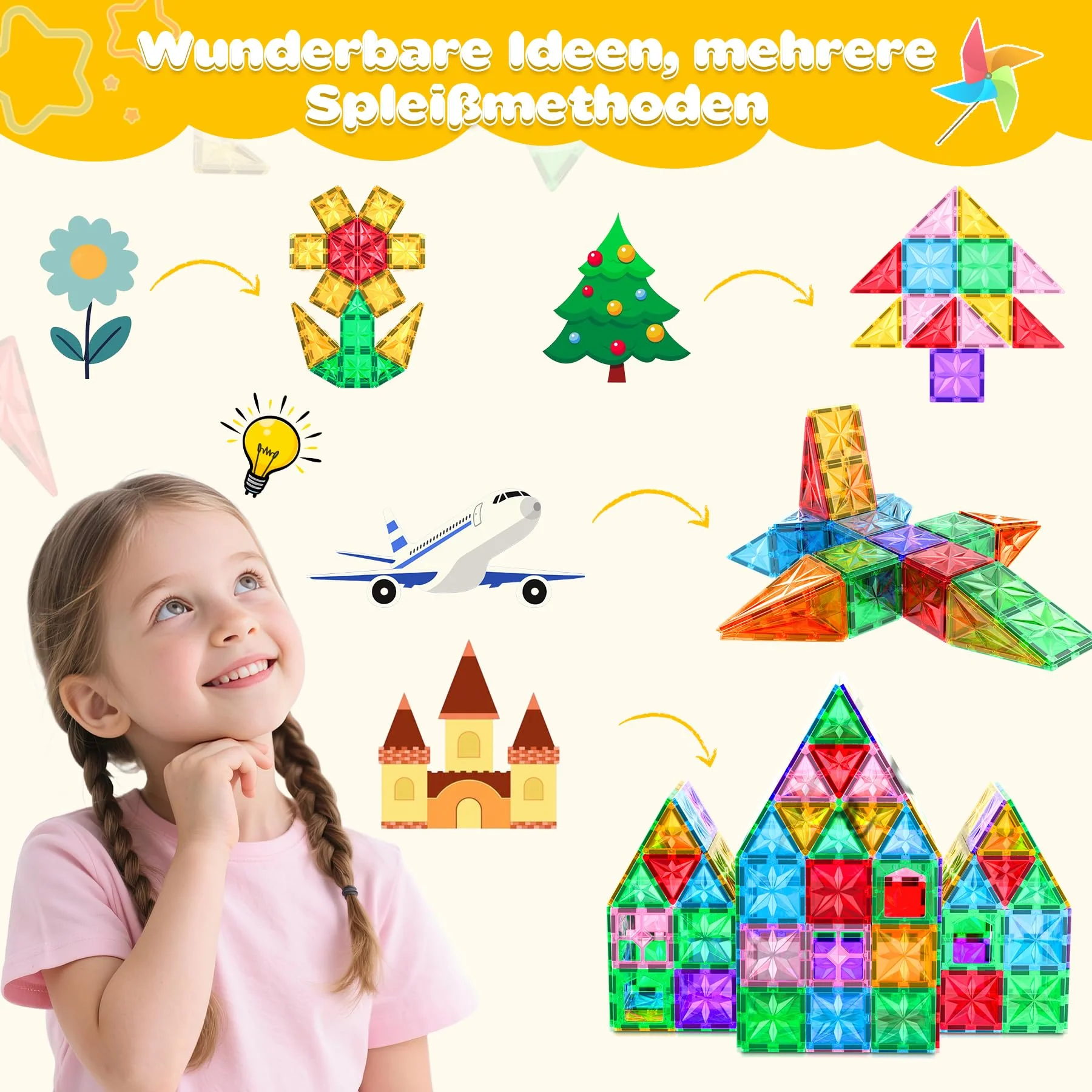 Lovchil Magnetische Bausteine, Kinderspielzeug STEM Magnetbausteine, Magnet Spielzeug für Kinder Bauspielzeug Vorschule Lernen Montessori Spielzeug für 3+ Jahre alte Jungen und Mädchen - Image 3